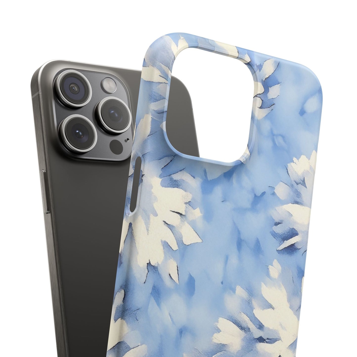 Blue Floral Snap Phone Case — Soft Watercolor Petal Design