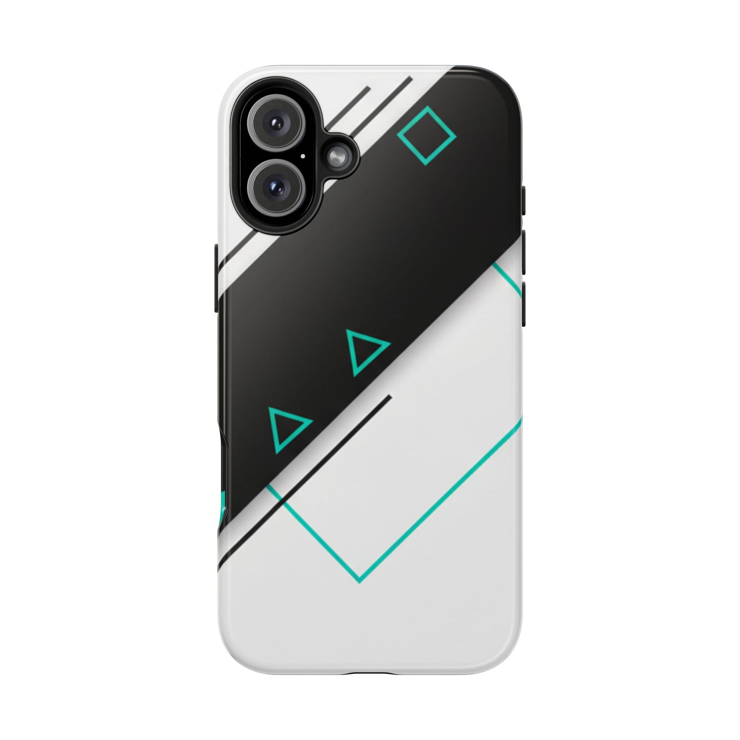 Tough Phone Case — Geometric Black & Teal Protective Cover