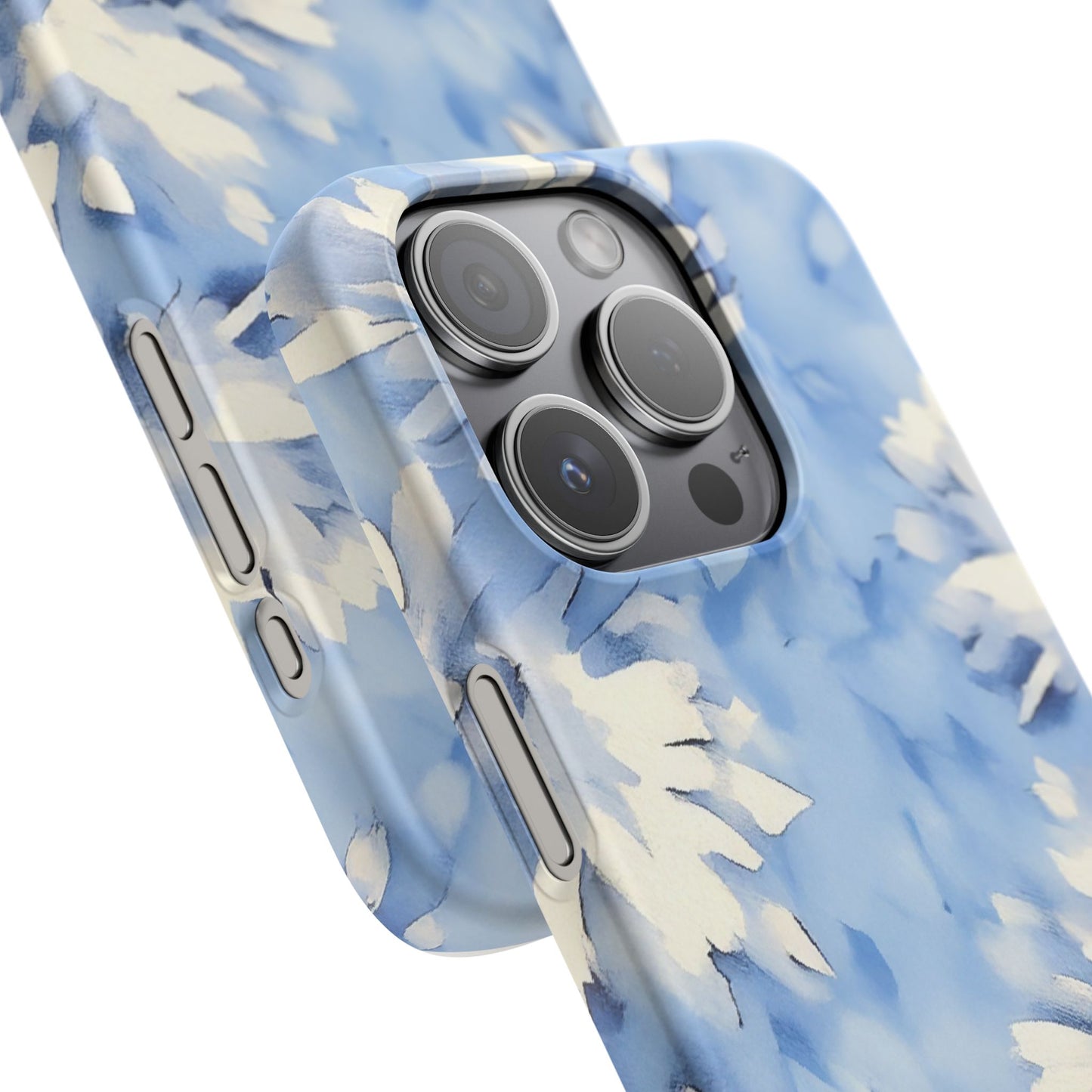 Blue Floral Snap Phone Case — Soft Watercolor Petal Design