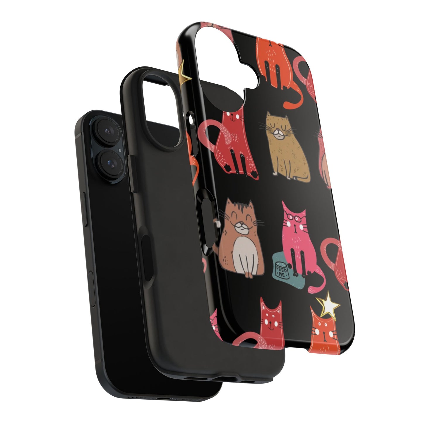 Starry Black Cats Tough Phone Case — Protective iPhone Case with Celestial Cat Pattern