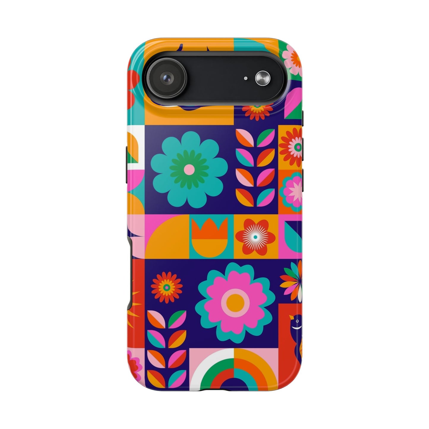 Tough Phone Case — Retro Floral Patchwork Protective Phone Cover