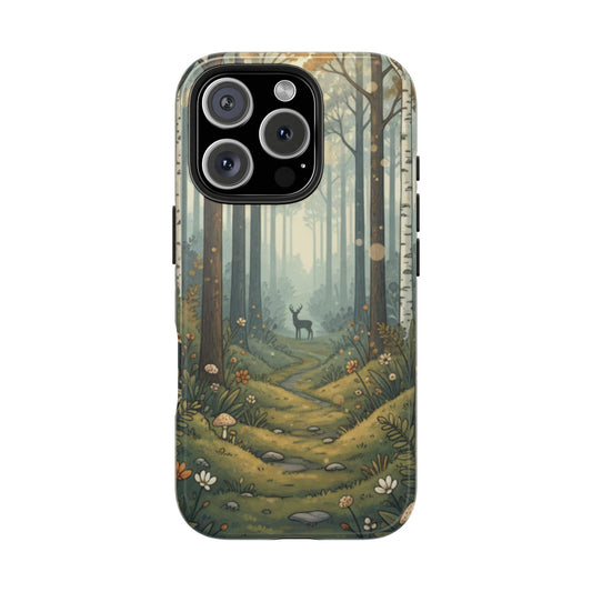 Forest Path Deer Tough Phone Case — Woodland Nature iPhone Cover