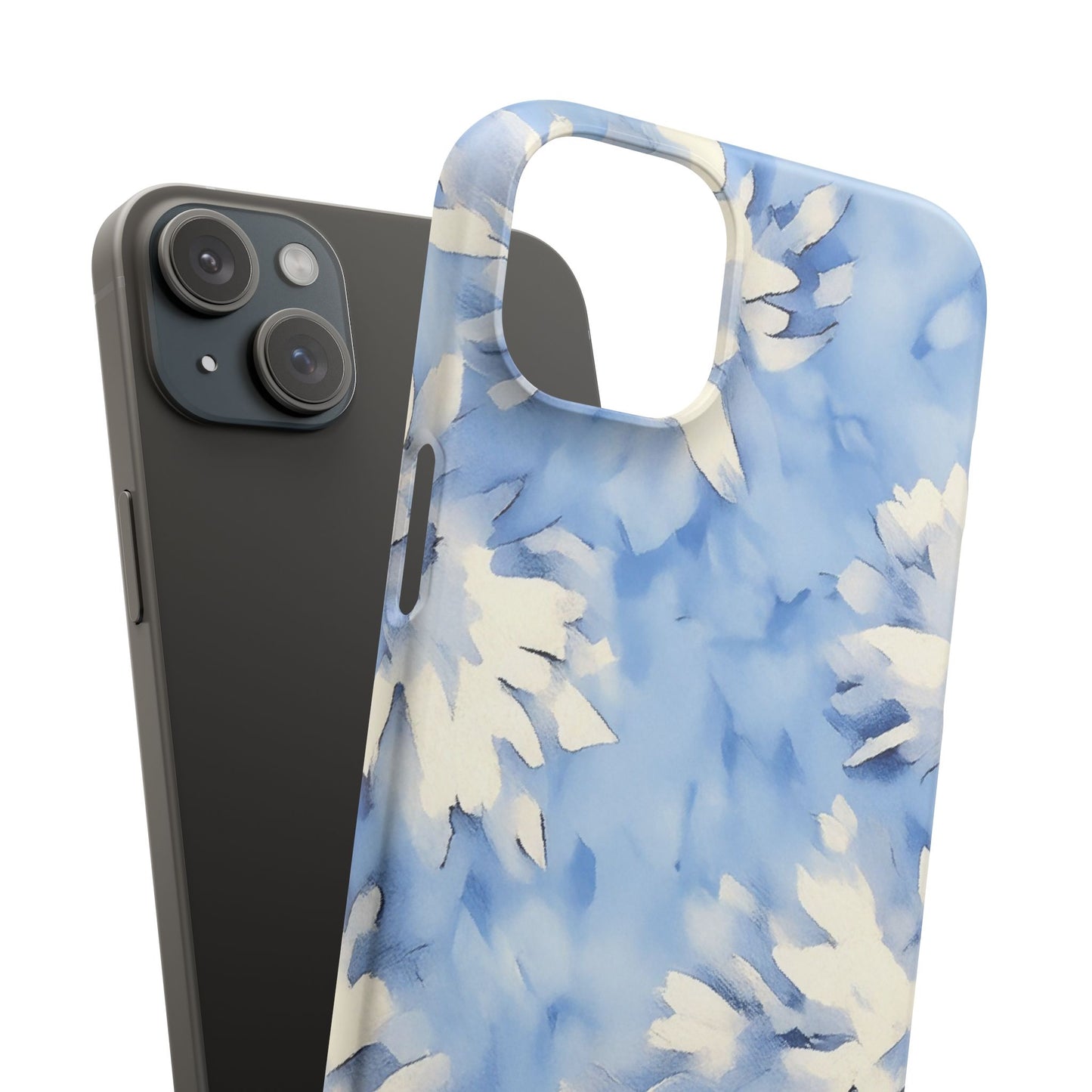 Blue Floral Snap Phone Case — Soft Watercolor Petal Design