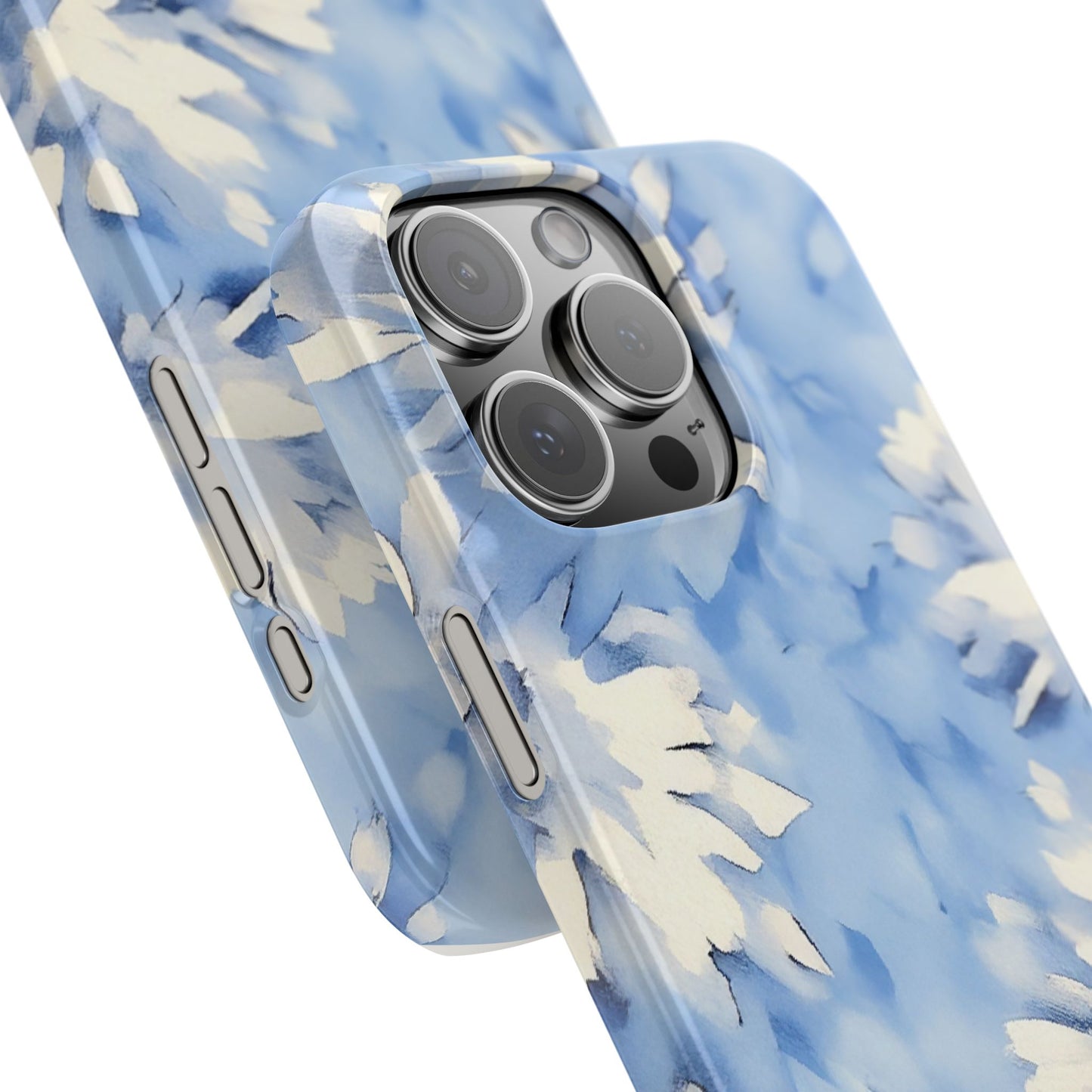 Blue Floral Snap Phone Case — Soft Watercolor Petal Design