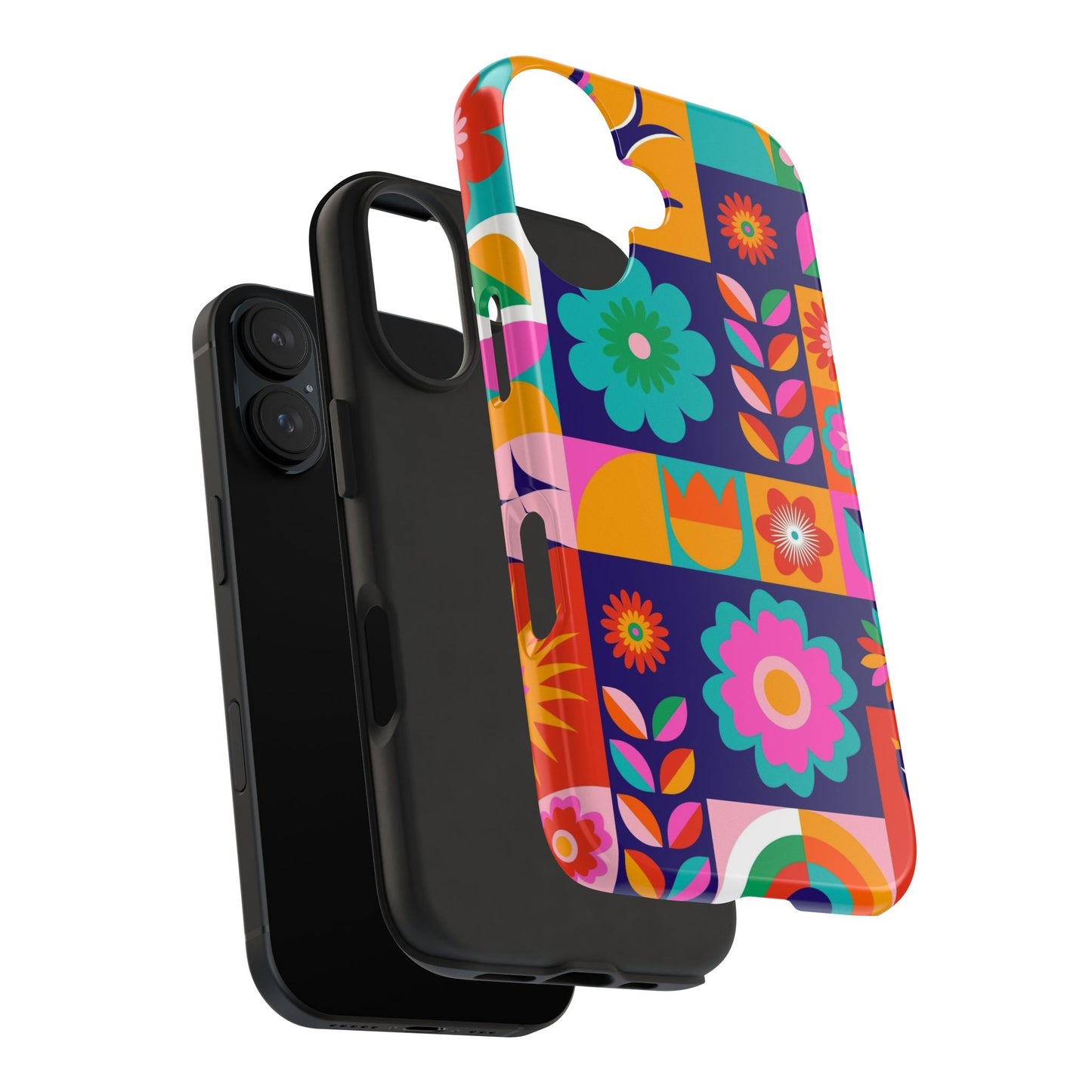 Tough Phone Case — Retro Floral Patchwork Protective Phone Cover