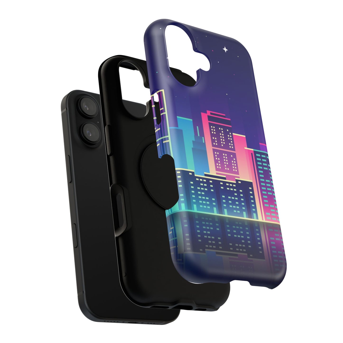 Neon Cityscape Impact-Resistant Phone Case