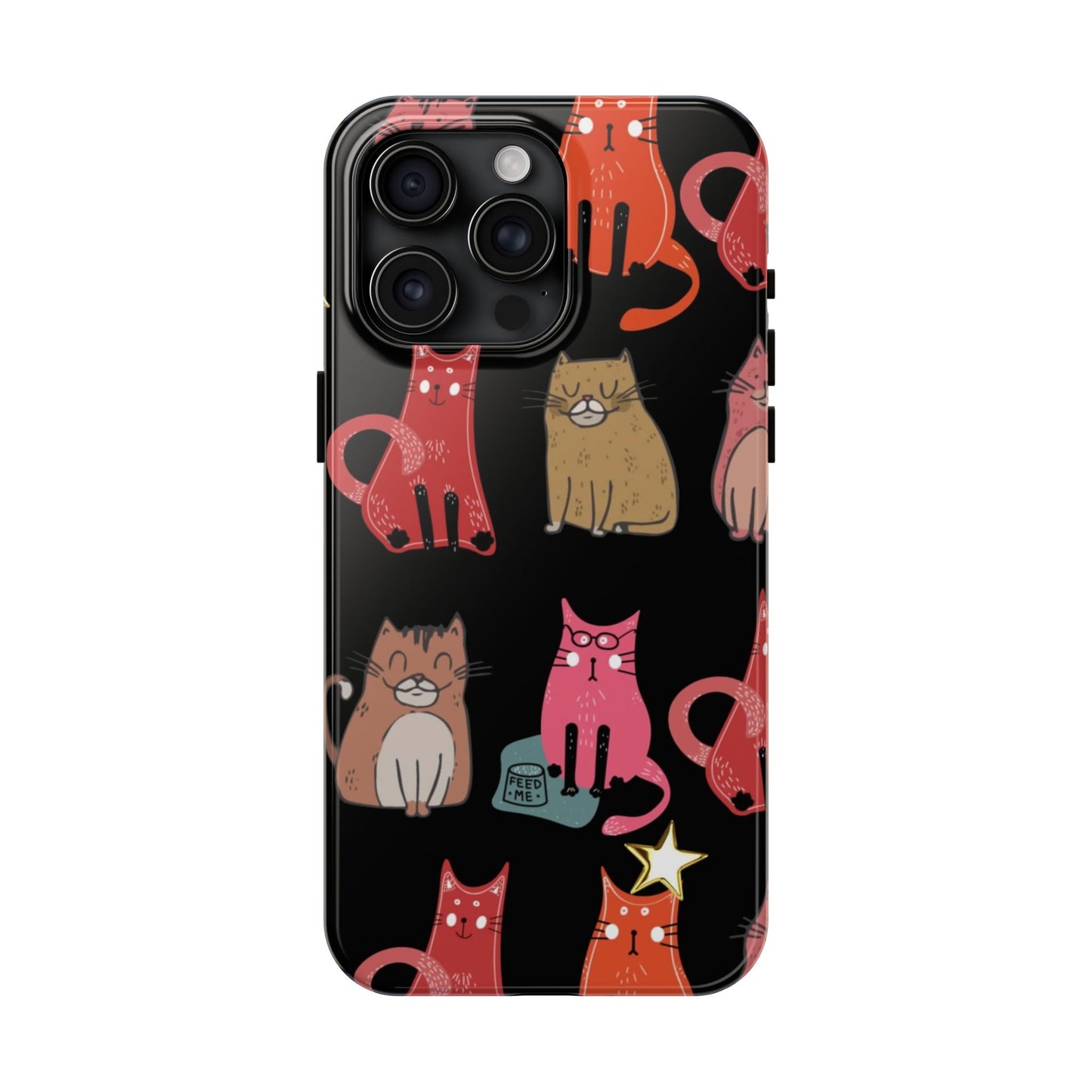 Starry Black Cats Tough Phone Case — Protective iPhone Case with Celestial Cat Pattern