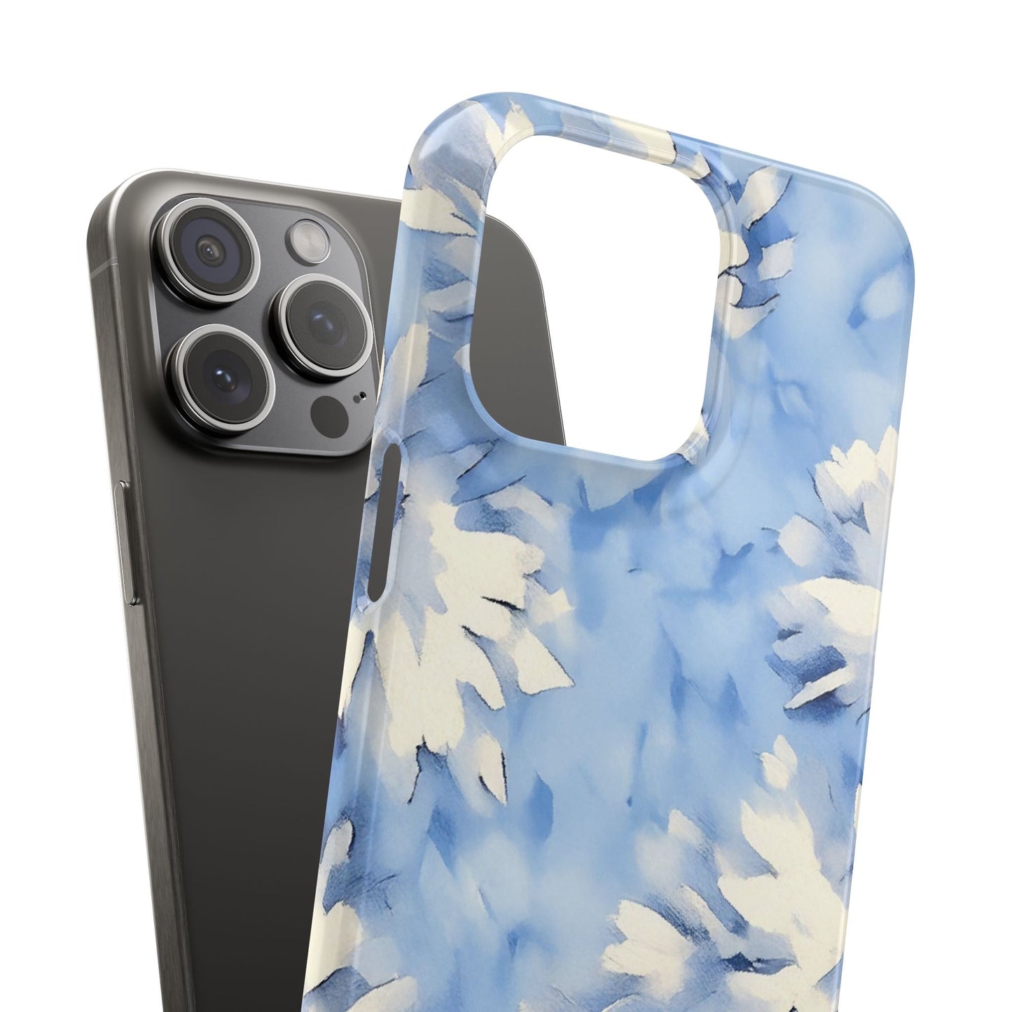 Blue Floral Snap Phone Case — Soft Watercolor Petal Design