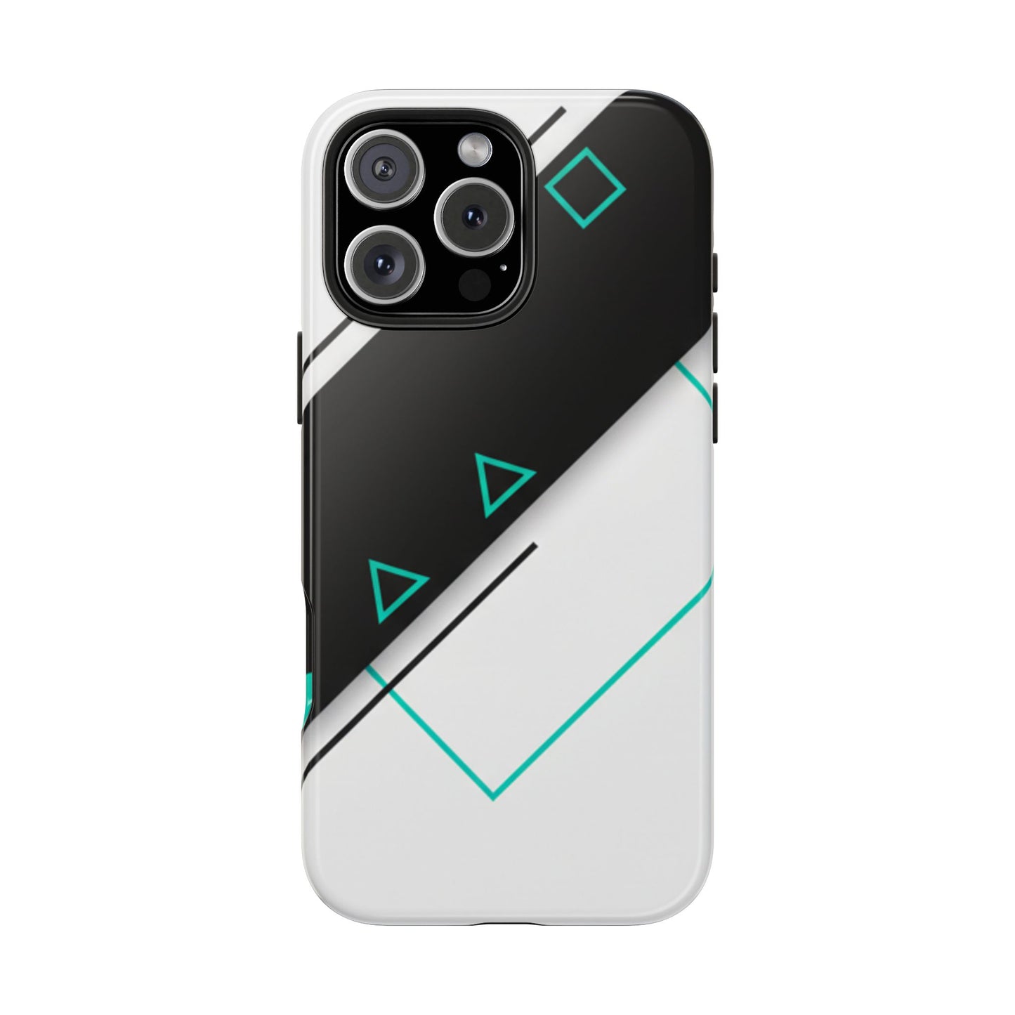 Tough Phone Case — Geometric Black & Teal Protective Cover