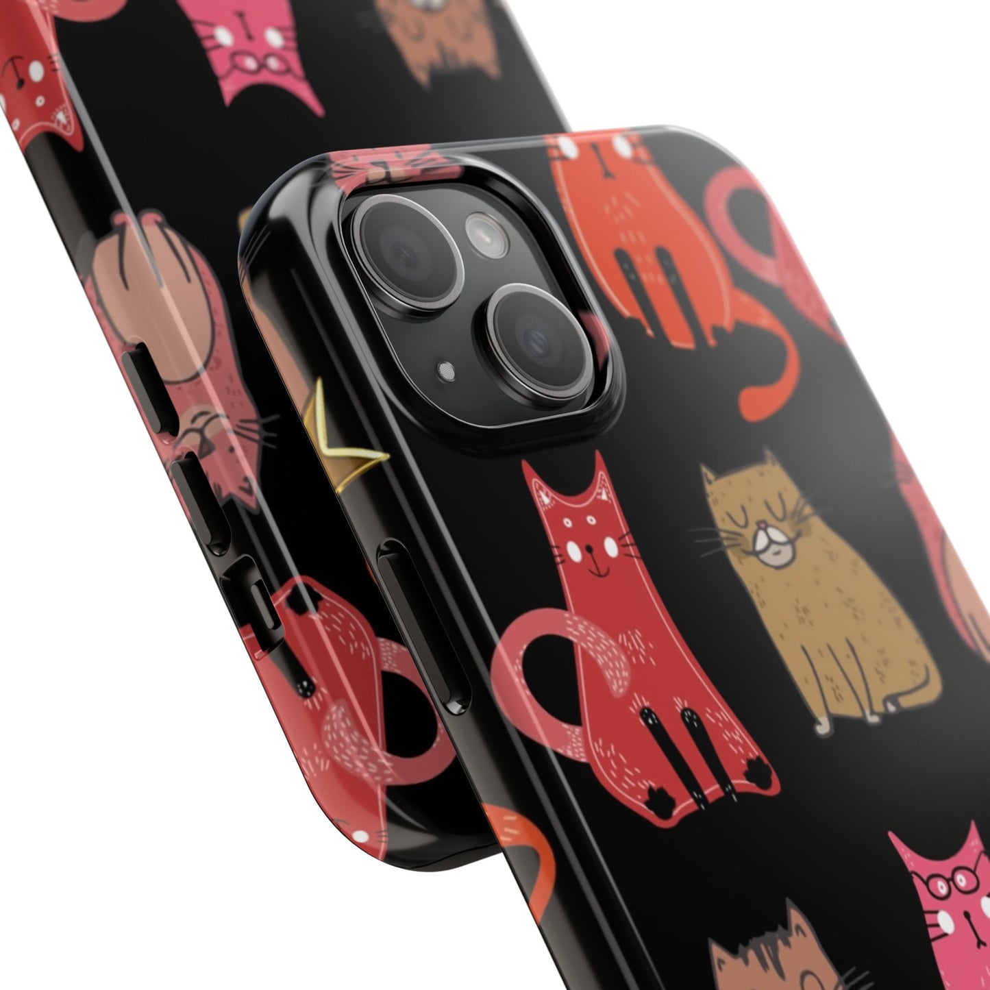 Starry Black Cats Tough Phone Case — Protective iPhone Case with Celestial Cat Pattern