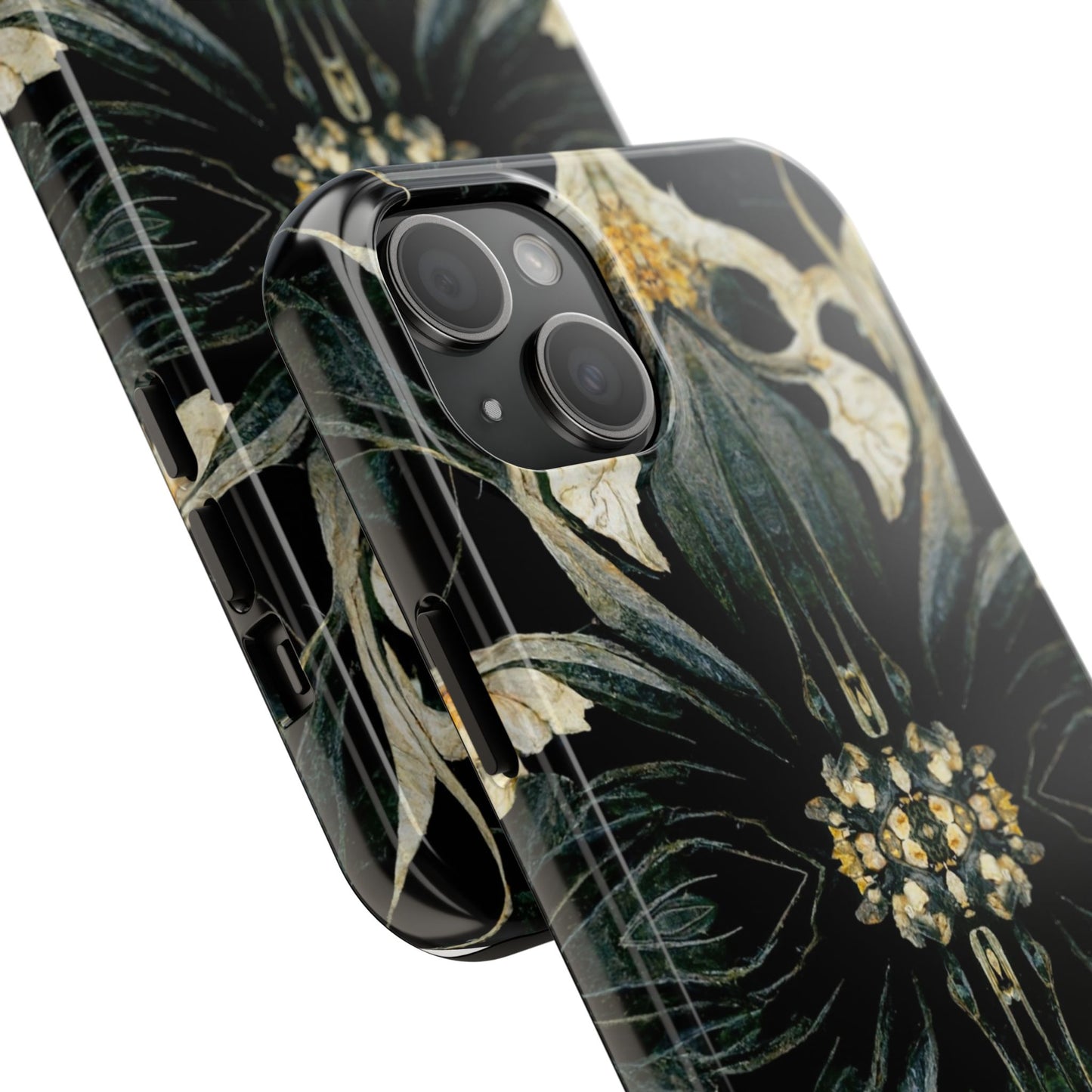 Floral Skull Mandala Tough Phone Case — Gothic Botanical iPhone Cover