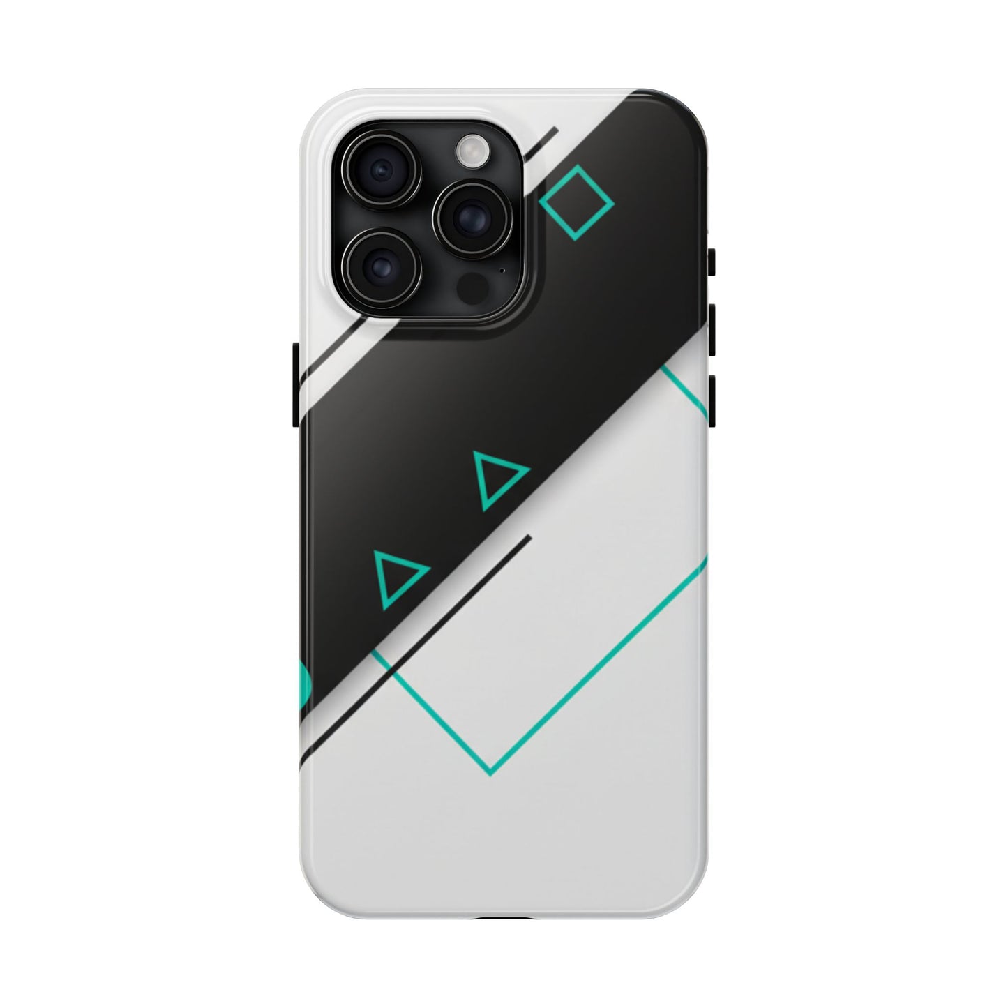 Tough Phone Case — Geometric Black & Teal Protective Cover