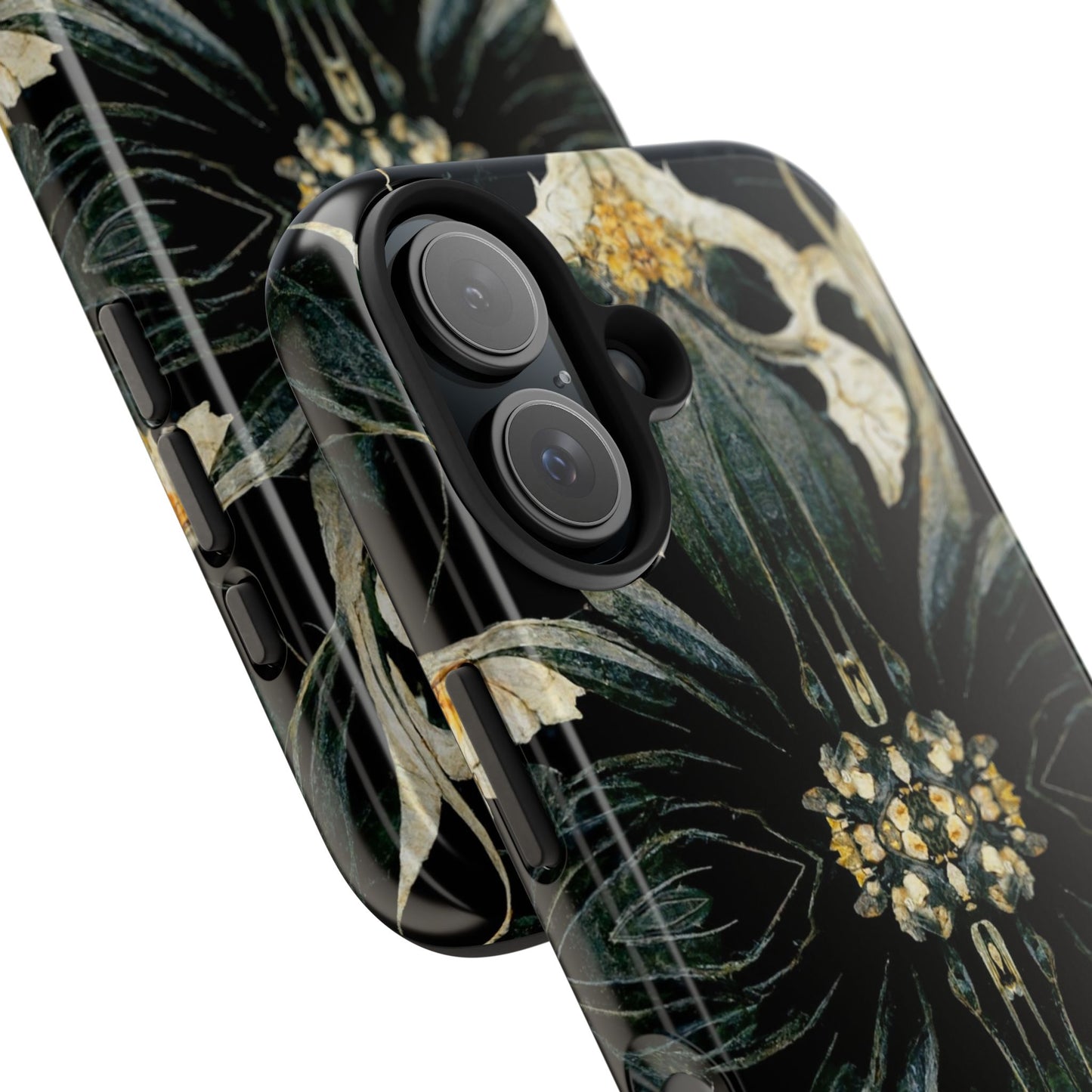 Floral Skull Mandala Tough Phone Case — Gothic Botanical iPhone Cover