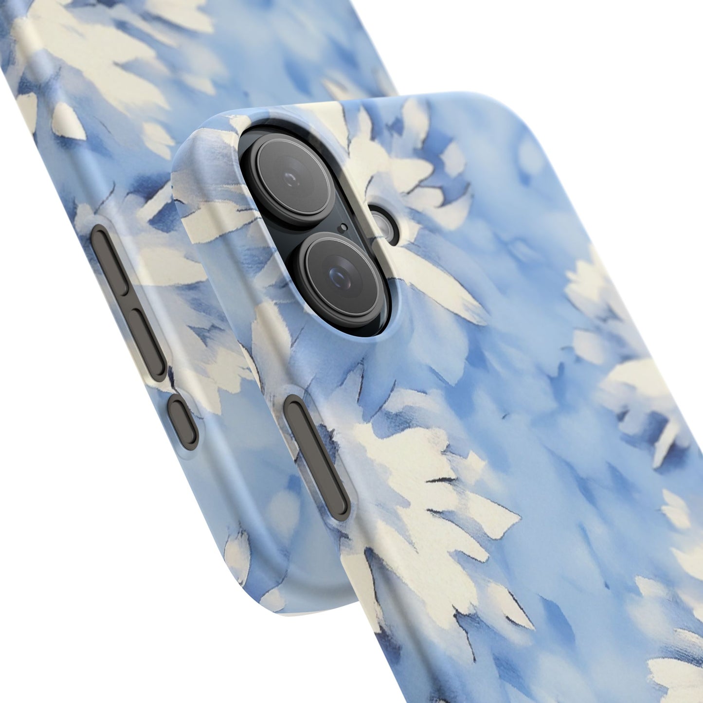 Blue Floral Snap Phone Case — Soft Watercolor Petal Design