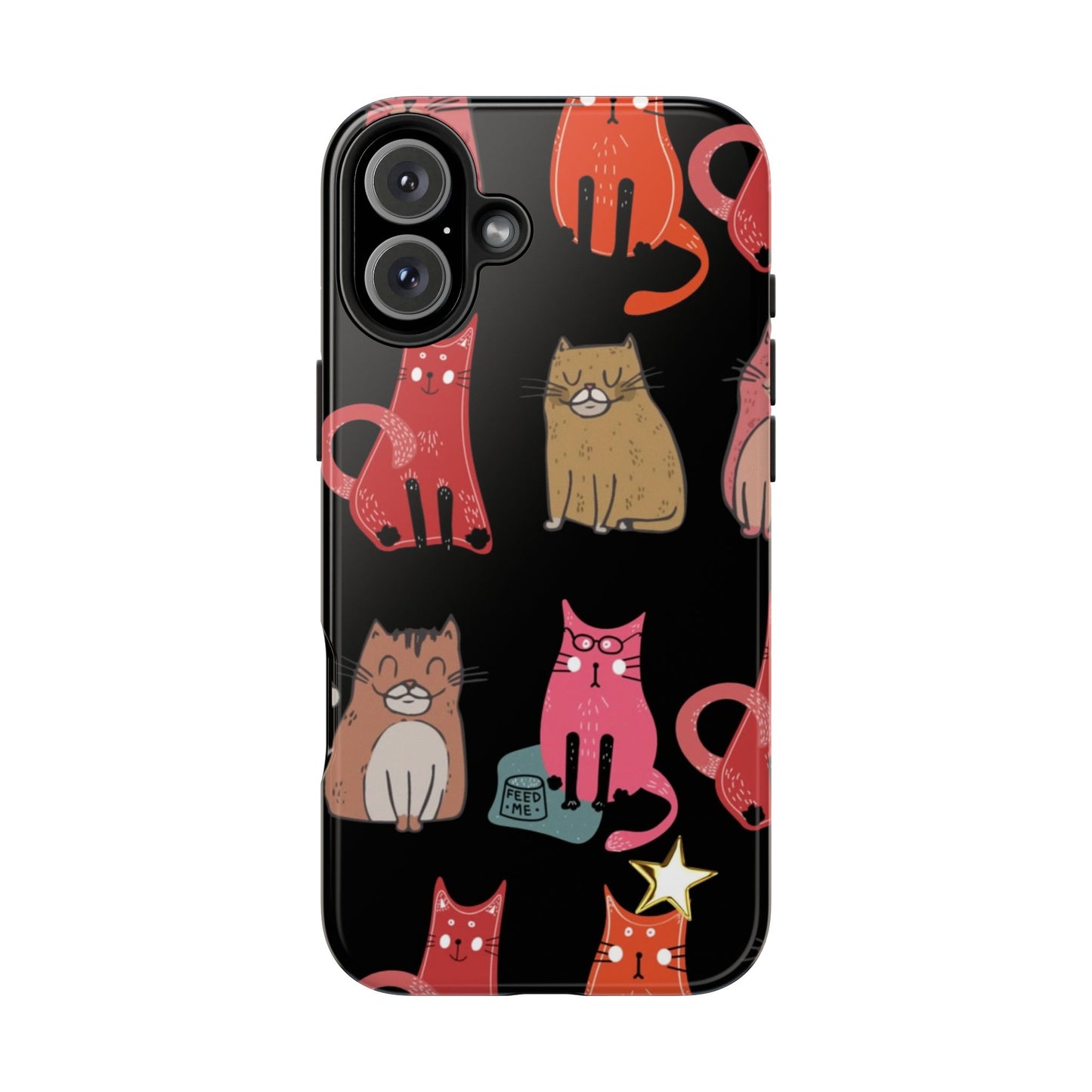 Starry Black Cats Tough Phone Case — Protective iPhone Case with Celestial Cat Pattern