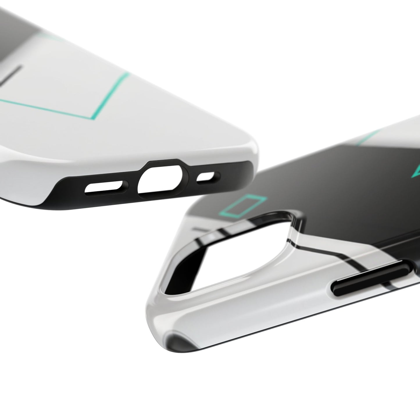 Tough Phone Case — Geometric Black & Teal Protective Cover