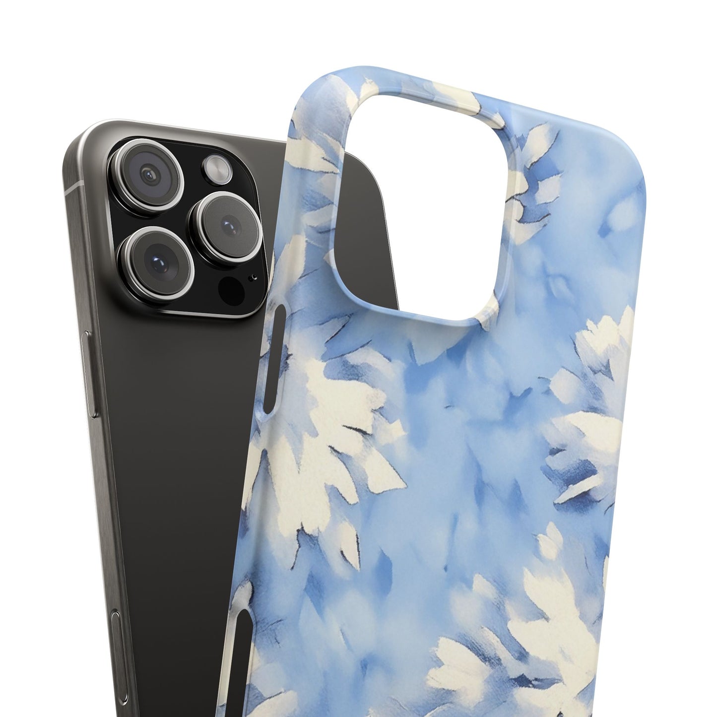 Blue Floral Snap Phone Case — Soft Watercolor Petal Design
