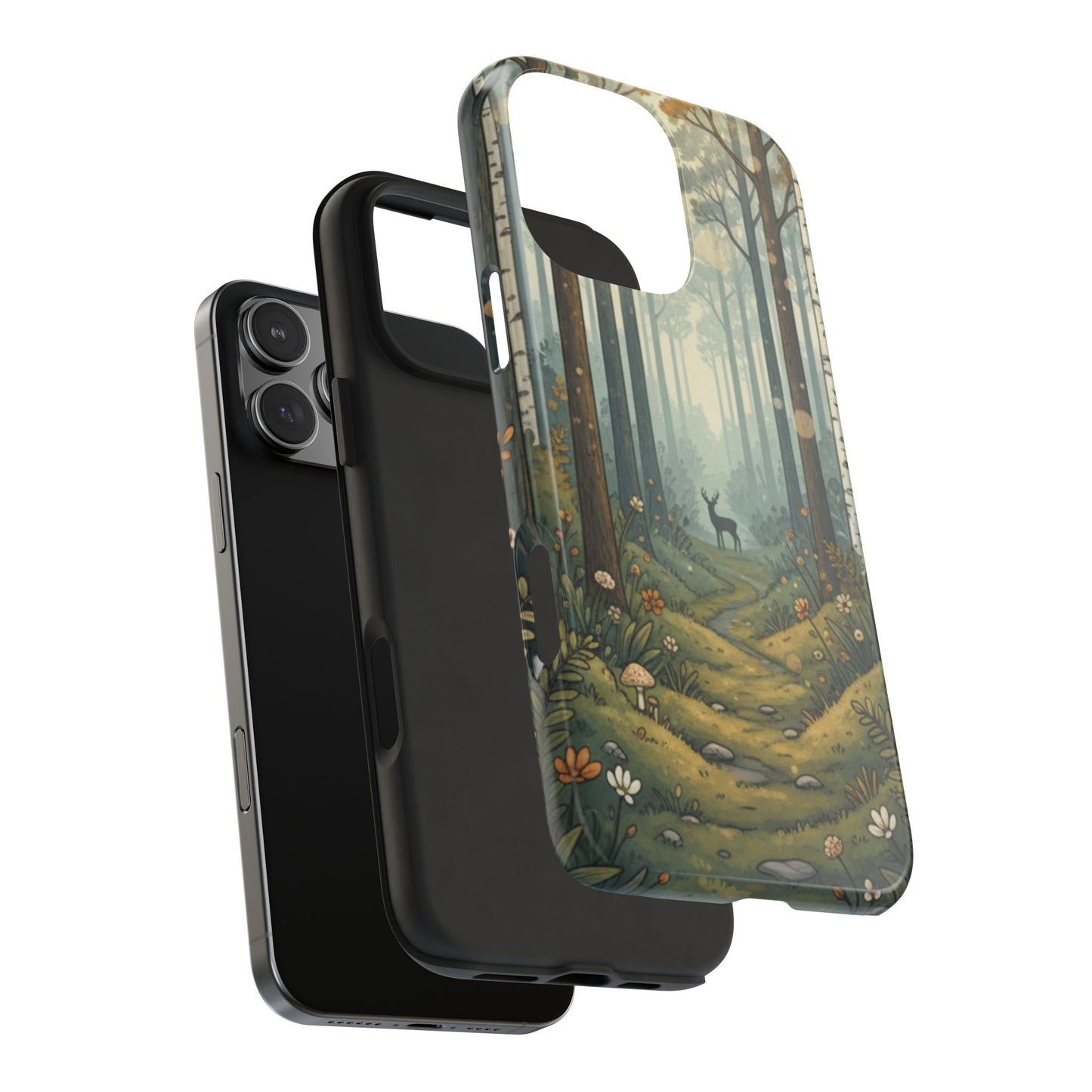 Forest Path Deer Tough Phone Case — Woodland Nature iPhone Cover