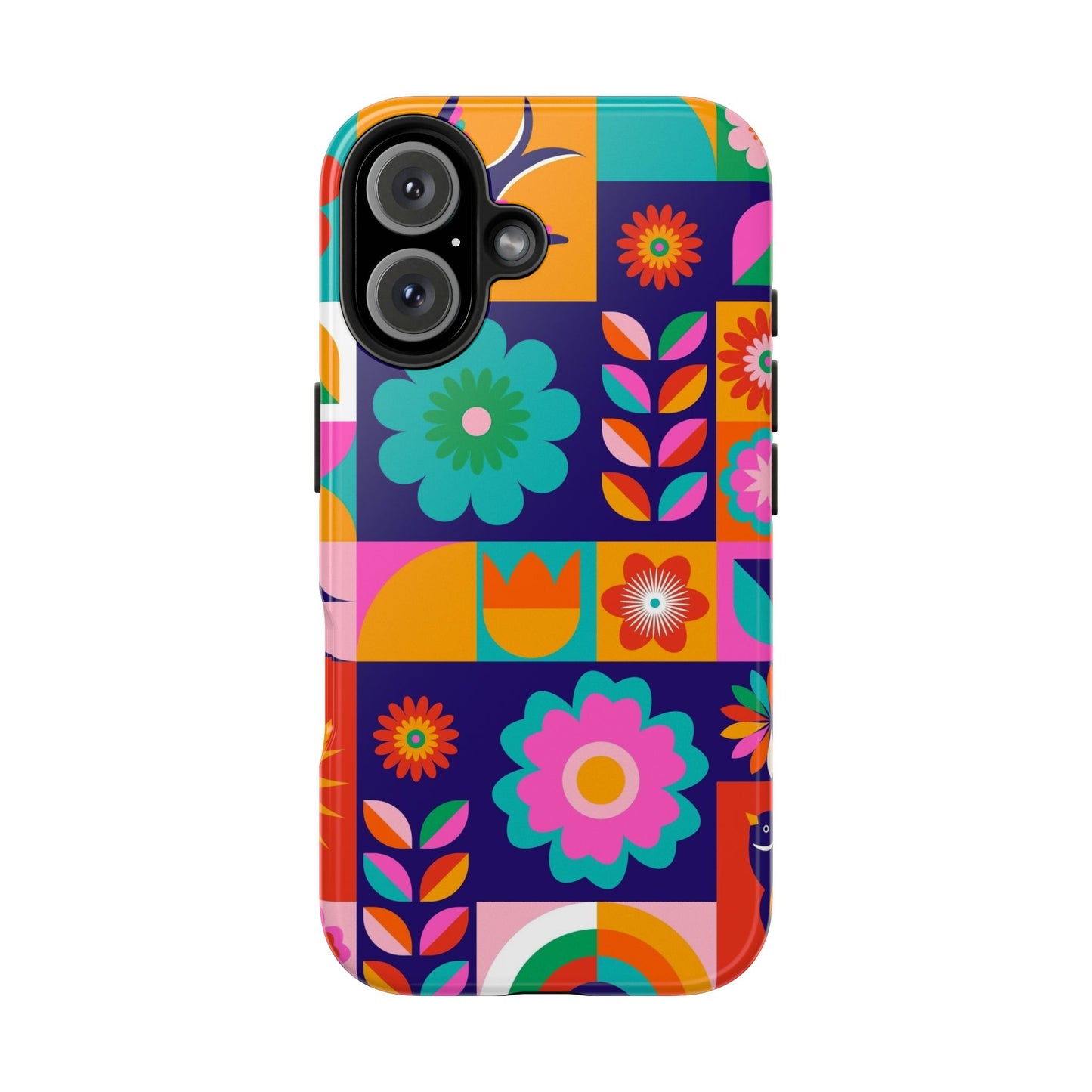 Tough Phone Case — Retro Floral Patchwork Protective Phone Cover