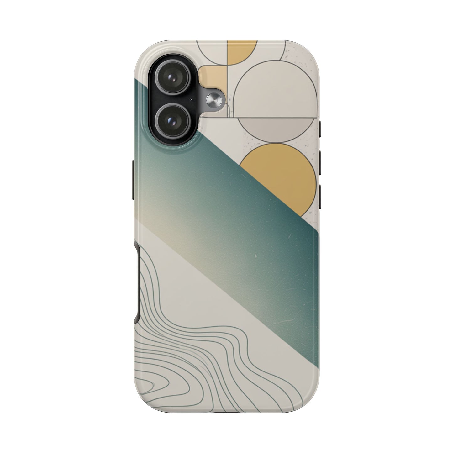 Abstract Geometric Tough Phone Case — Green Gradient with Gold Circles