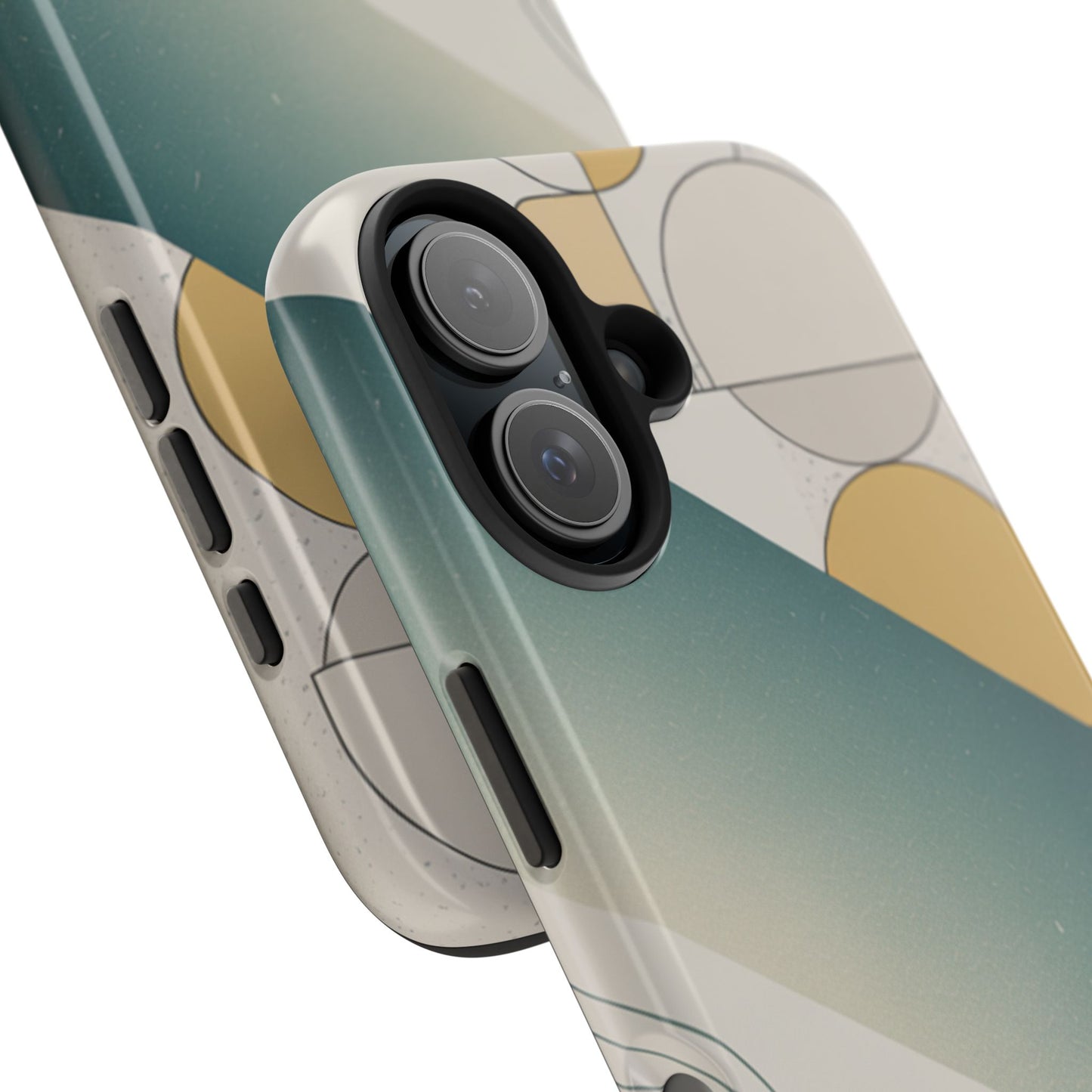 Abstract Geometric Tough Phone Case — Green Gradient with Gold Circles