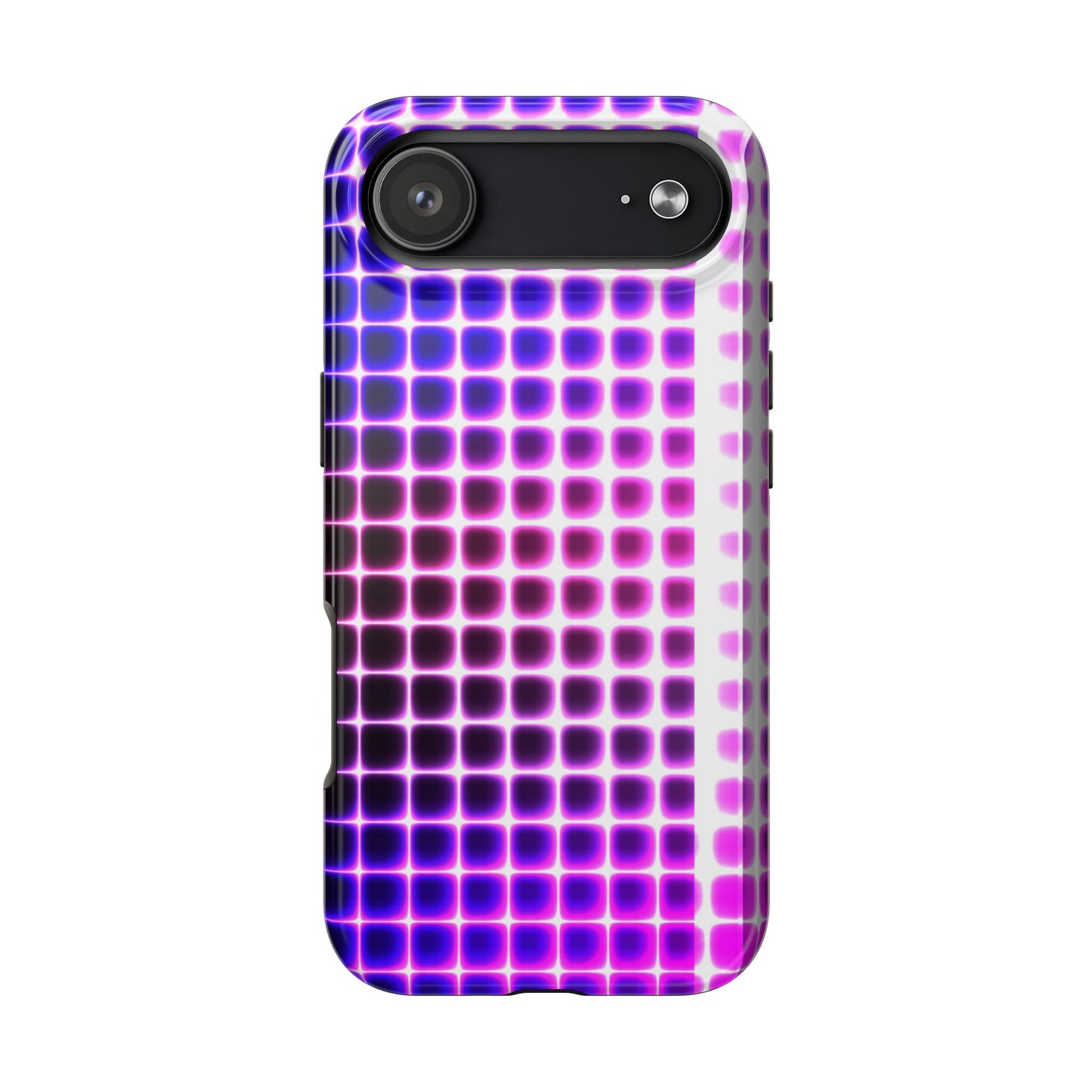 Purple Neon Grid Tough Phone Case — Retro Disco Pixel Pattern