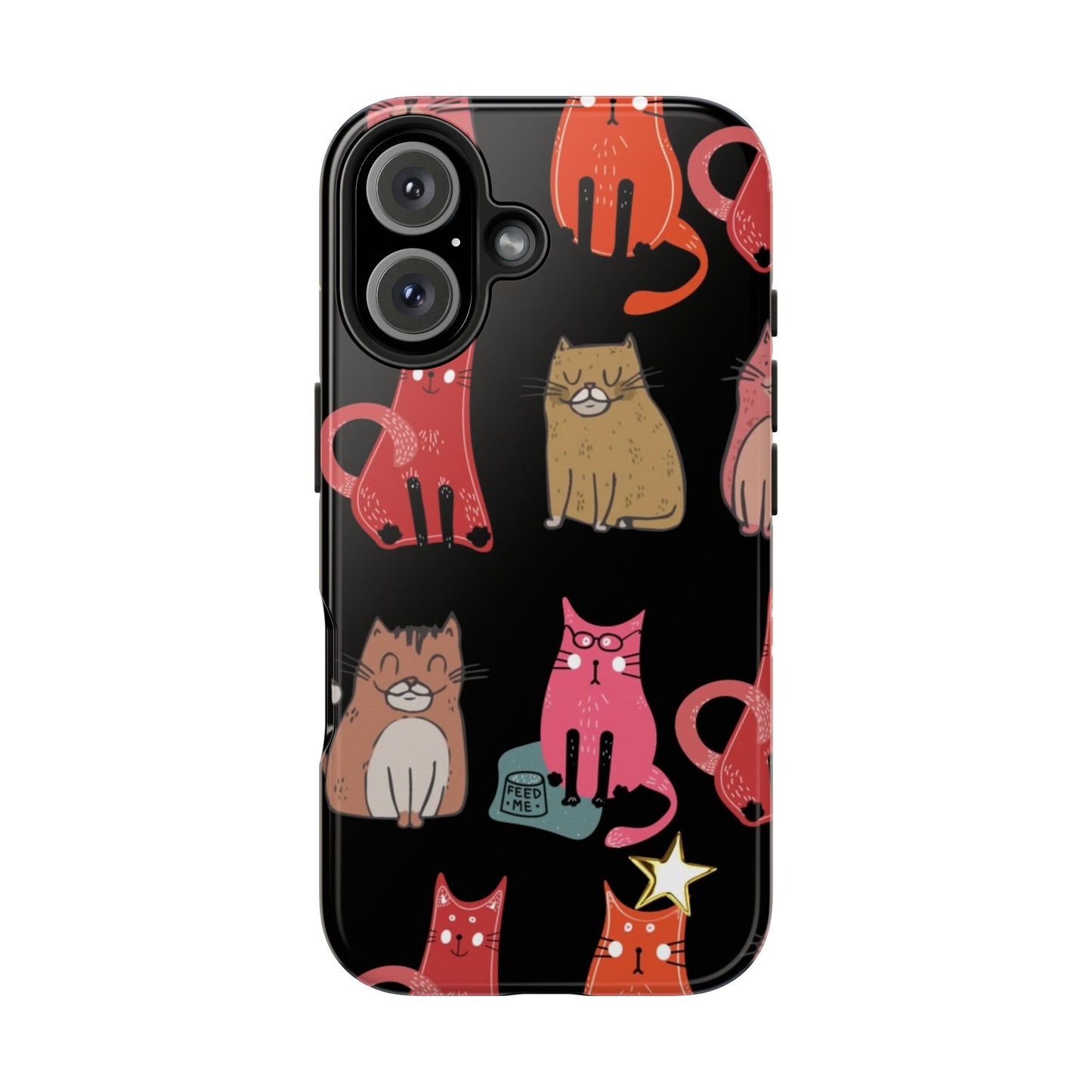 Starry Black Cats Tough Phone Case — Protective iPhone Case with Celestial Cat Pattern