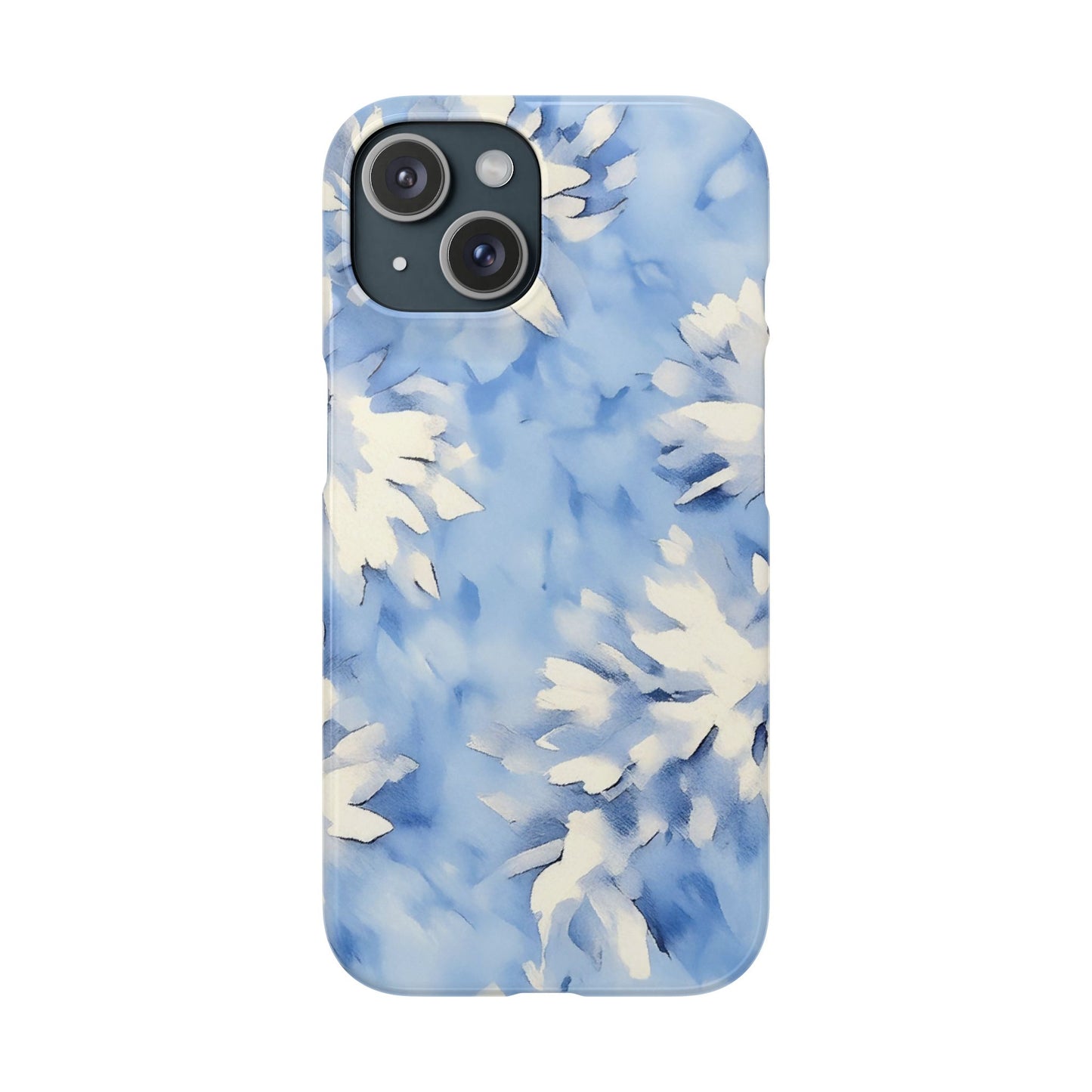 Blue Floral Snap Phone Case — Soft Watercolor Petal Design