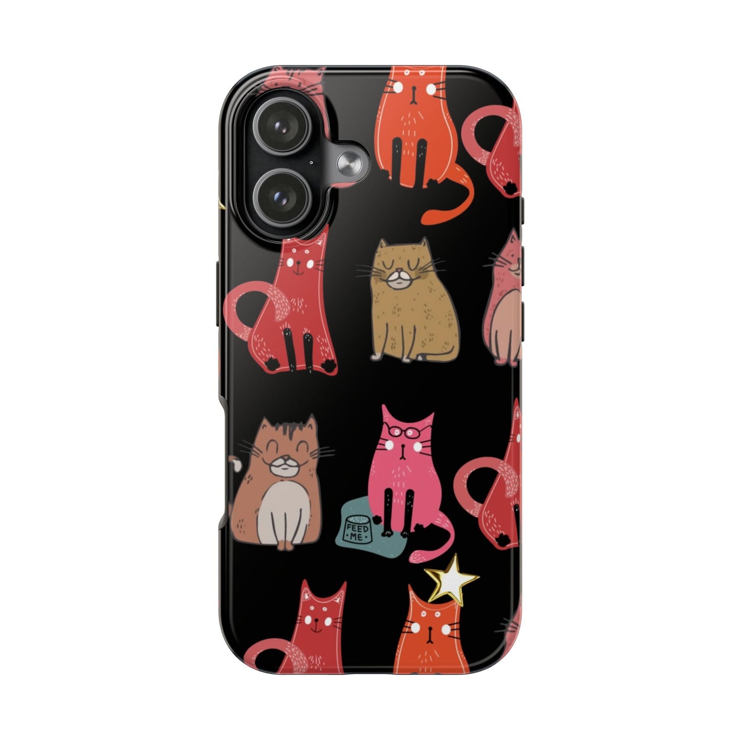 Starry Black Cats Tough Phone Case — Protective iPhone Case with Celestial Cat Pattern
