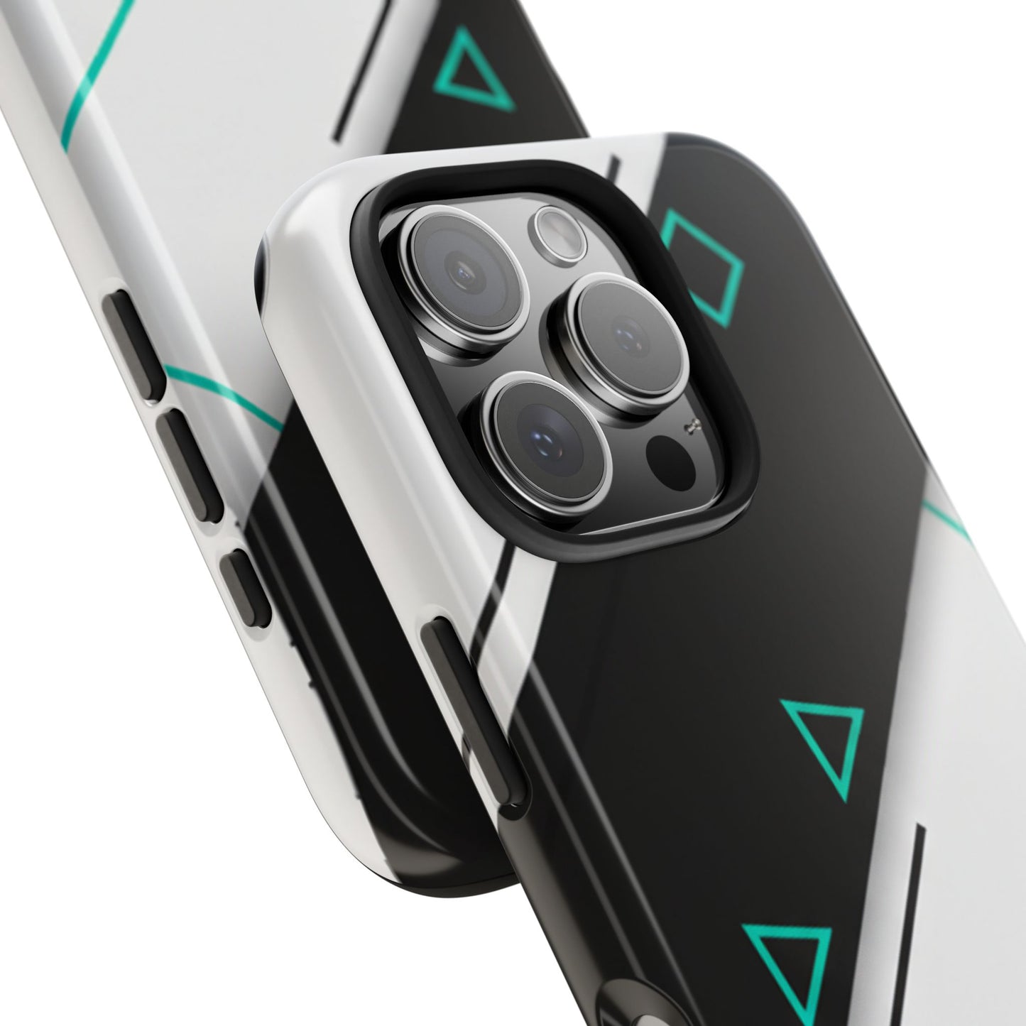 Tough Phone Case — Geometric Black & Teal Protective Cover