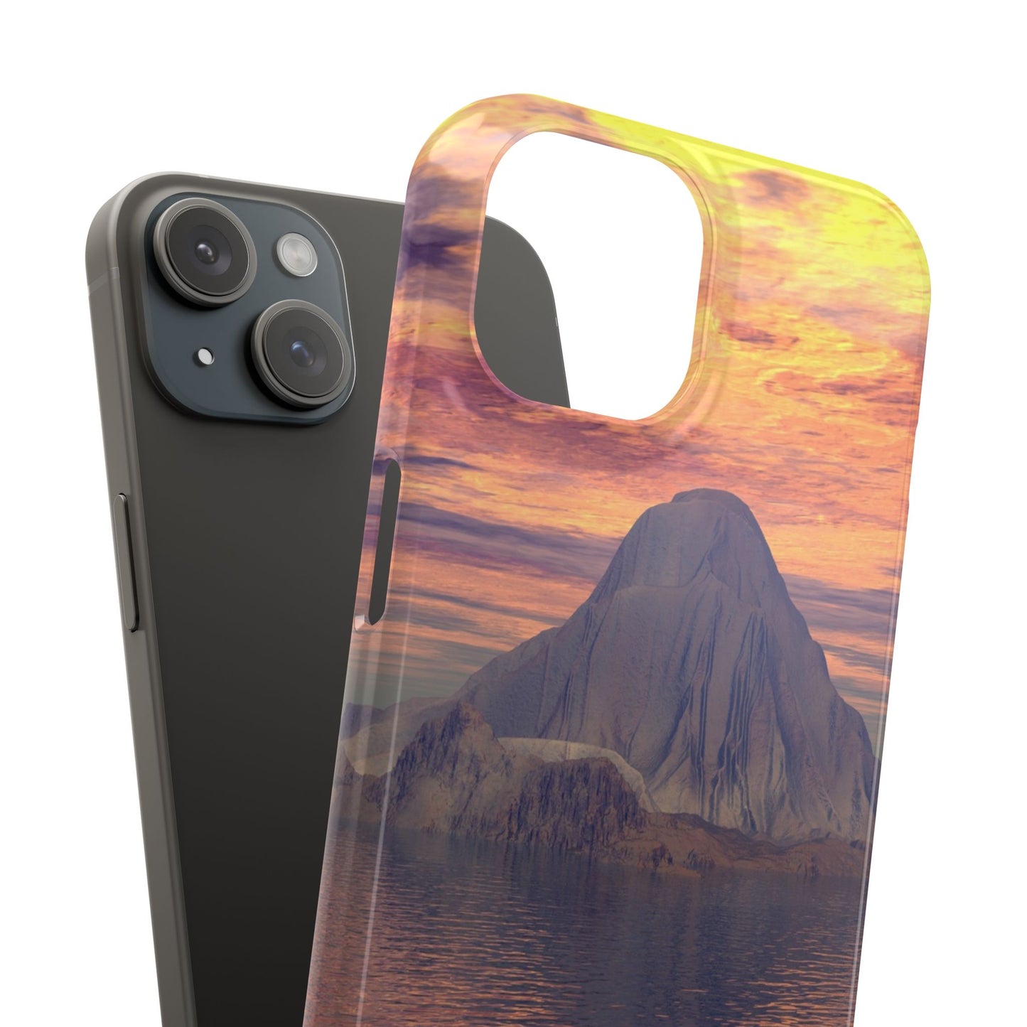Sunset Island Slim Phone Case — Serene Ocean Landscape iPhone Cover