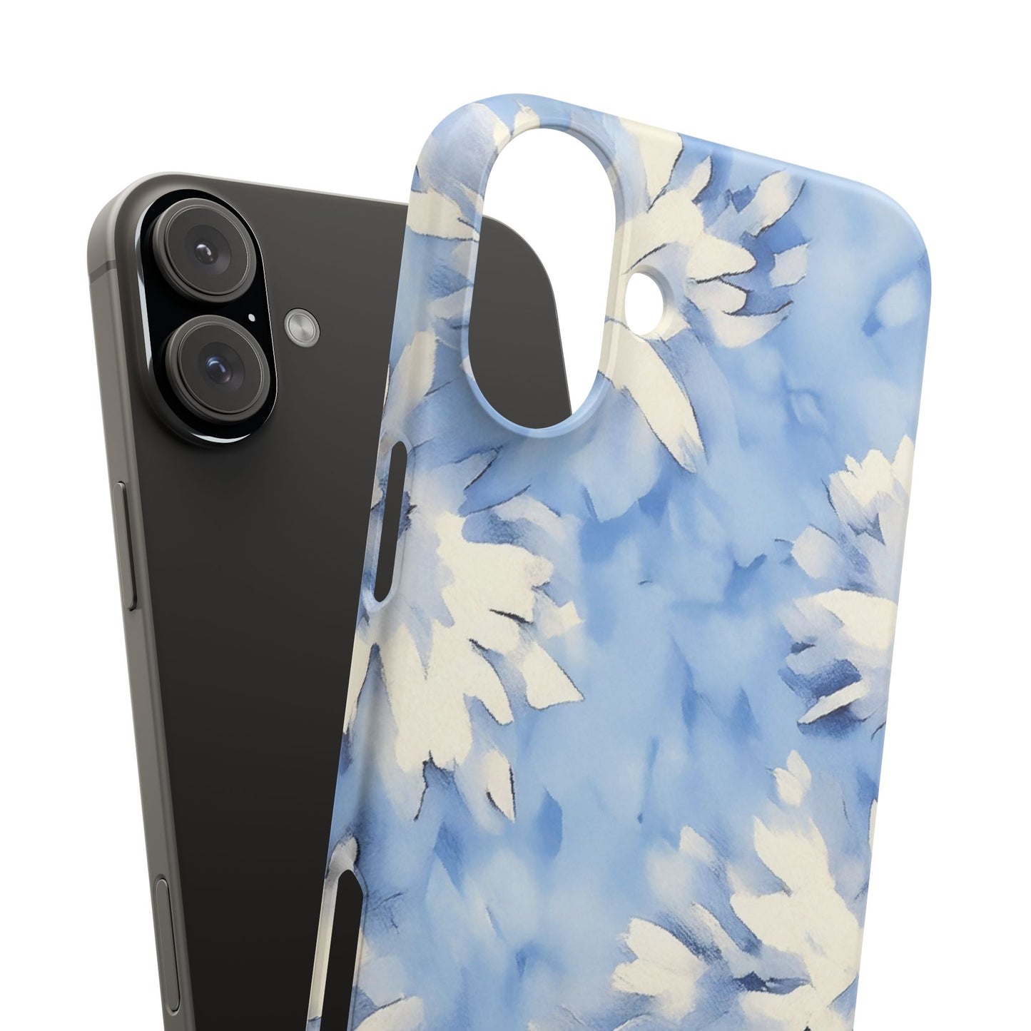 Blue Floral Snap Phone Case — Soft Watercolor Petal Design