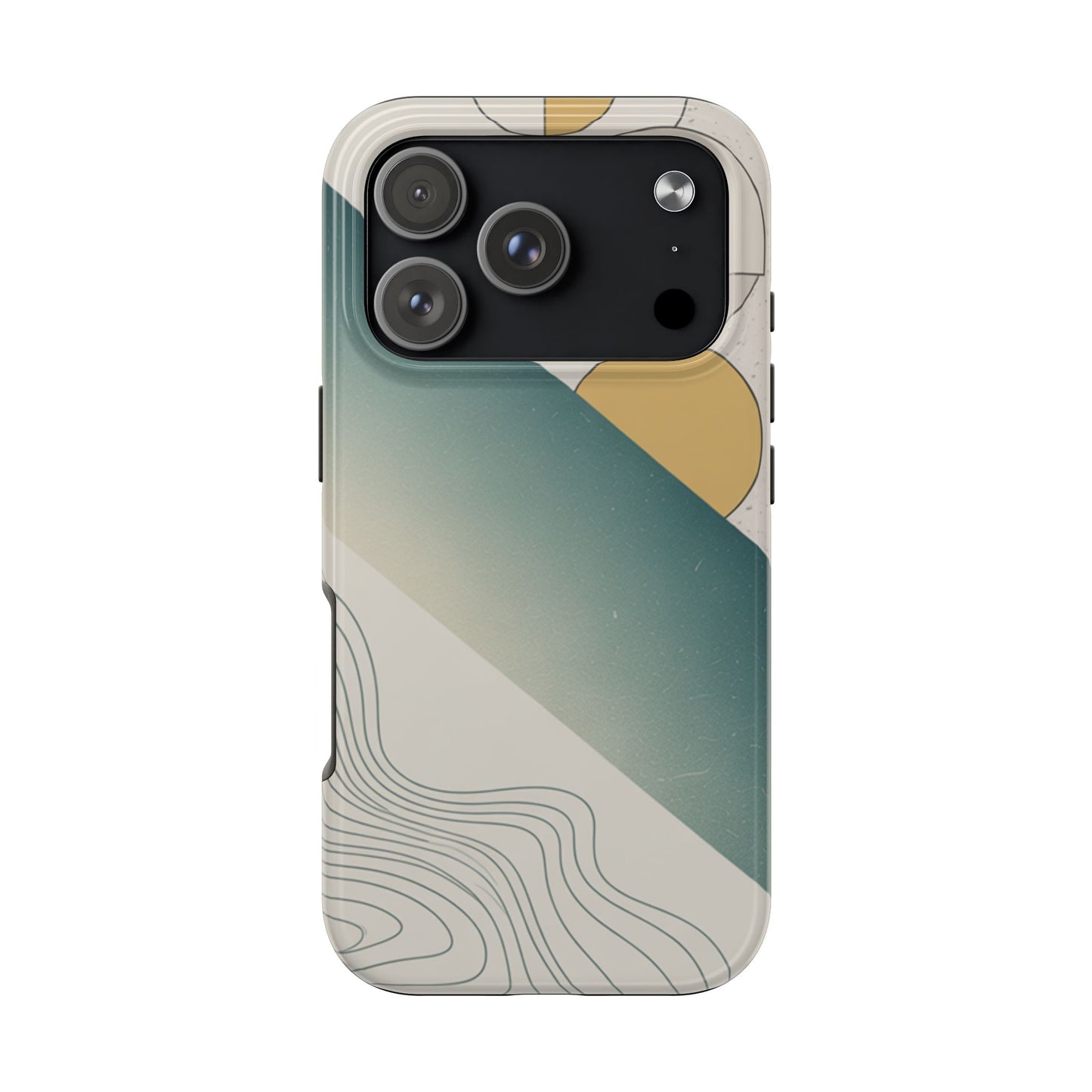 Abstract Geometric Tough Phone Case — Green Gradient with Gold Circles