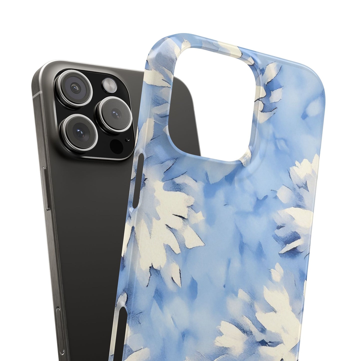 Blue Floral Snap Phone Case — Soft Watercolor Petal Design
