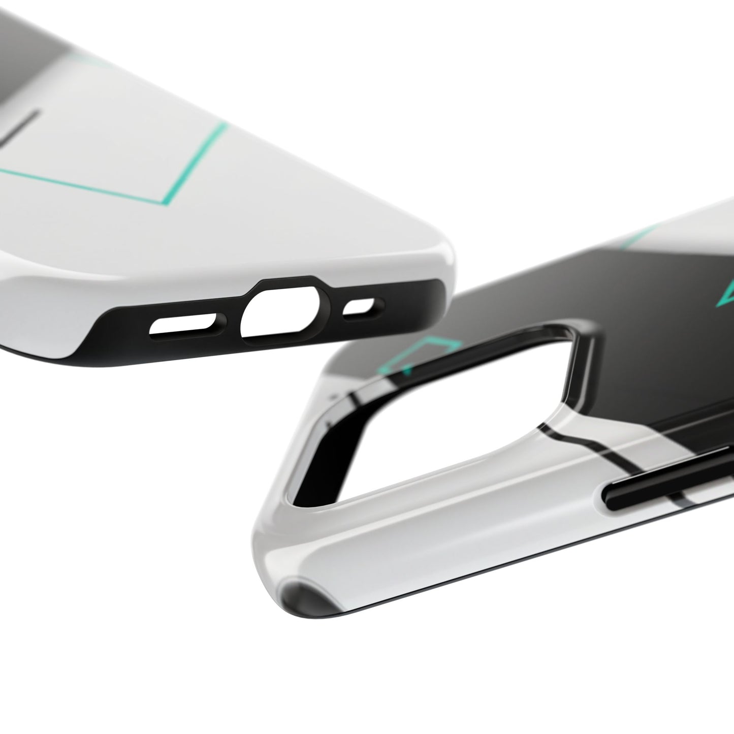 Tough Phone Case — Geometric Black & Teal Protective Cover