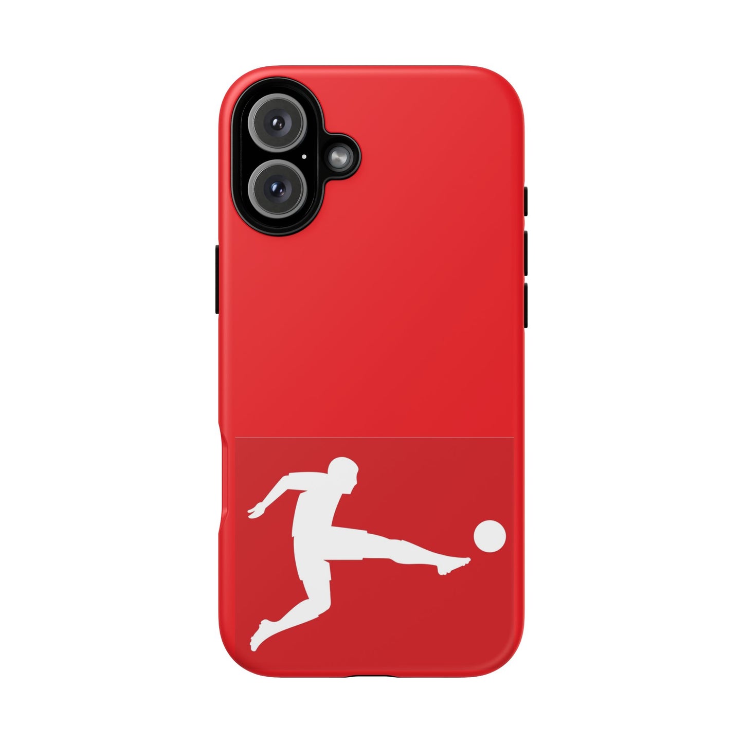 Soccer Player Tough Case — Protective Red Phone Case with Kicking Silhouette