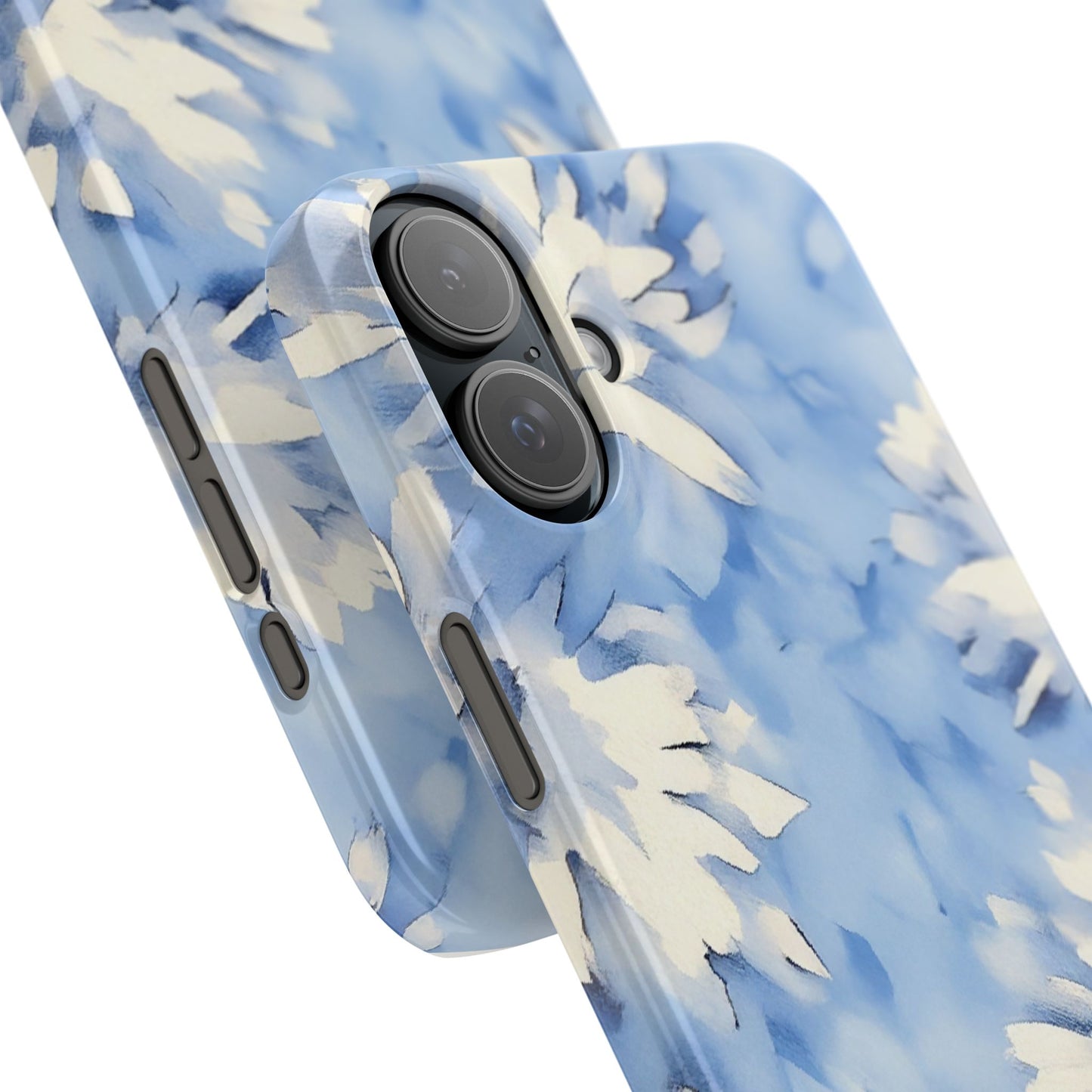 Blue Floral Snap Phone Case — Soft Watercolor Petal Design