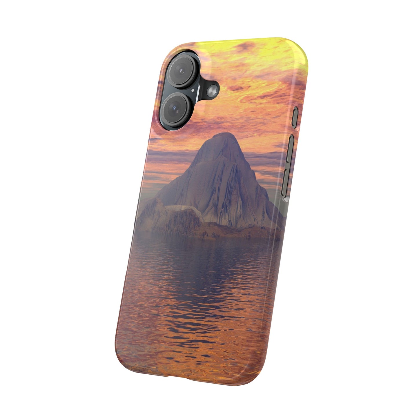 Sunset Island Slim Phone Case — Serene Ocean Landscape iPhone Cover