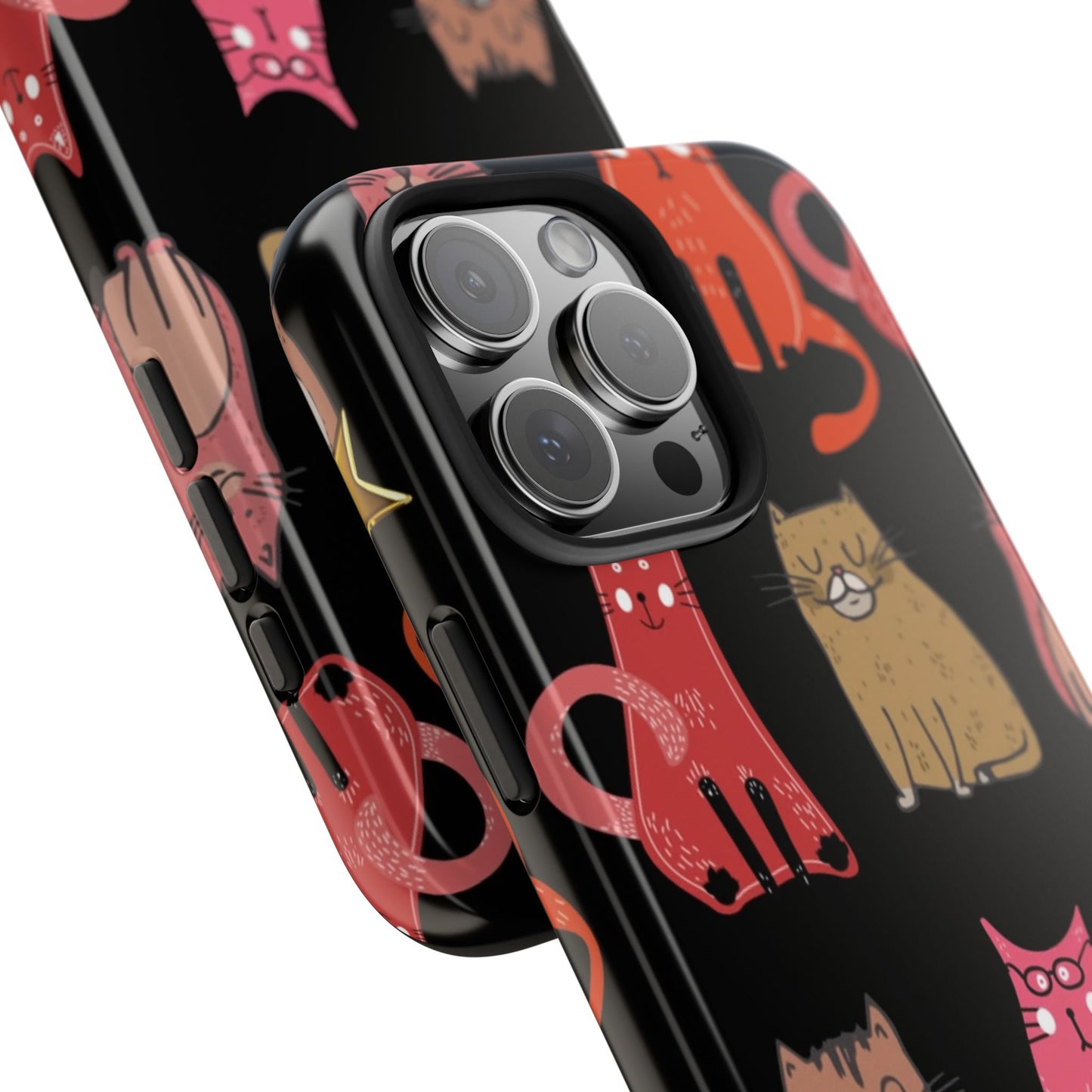 Starry Black Cats Tough Phone Case — Protective iPhone Case with Celestial Cat Pattern