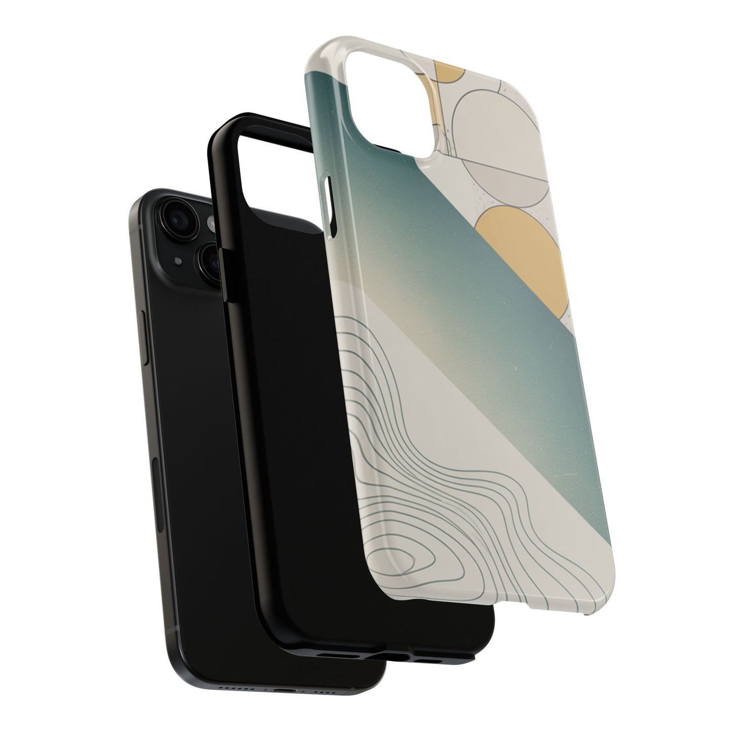 Abstract Geometric Tough Phone Case — Green Gradient with Gold Circles