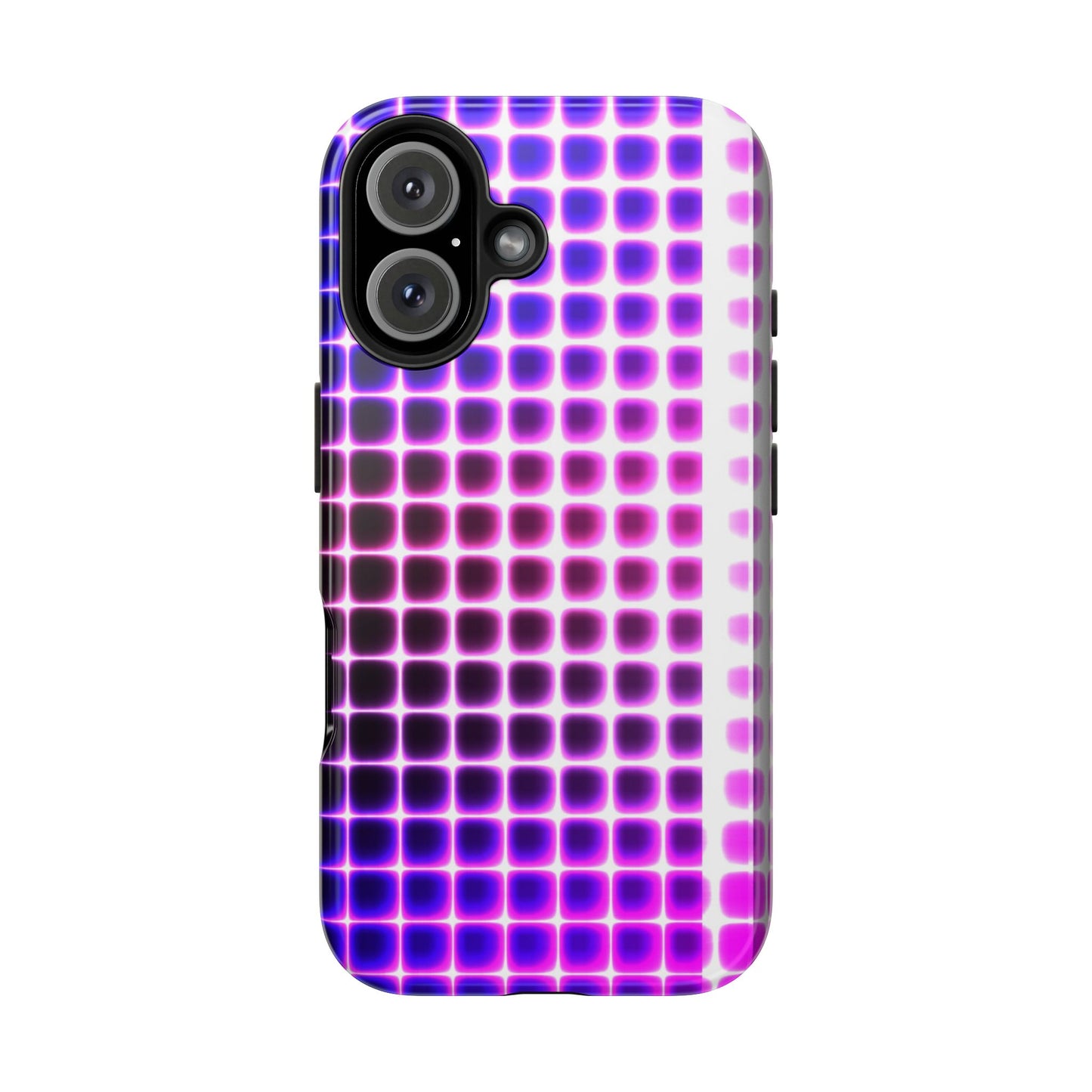 Purple Neon Grid Tough Phone Case — Retro Disco Pixel Pattern