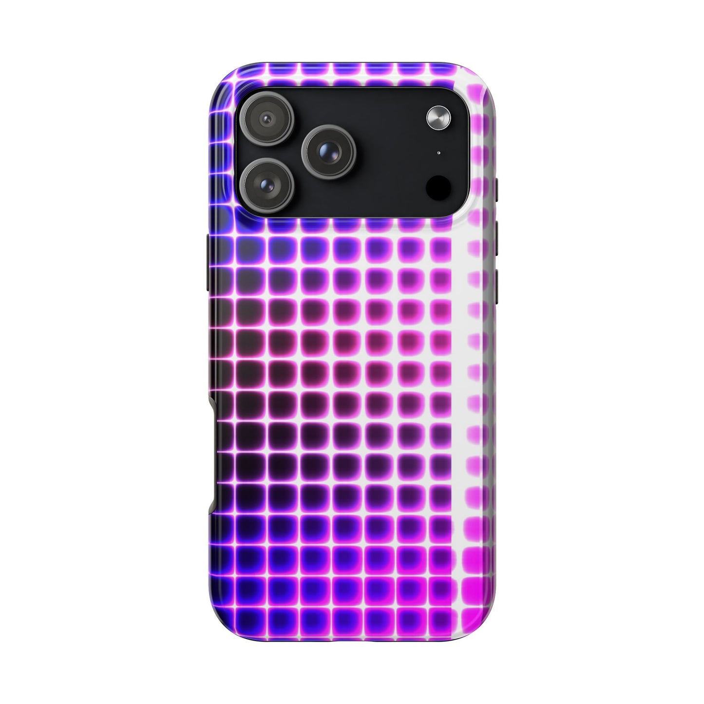 Purple Neon Grid Tough Phone Case — Retro Disco Pixel Pattern