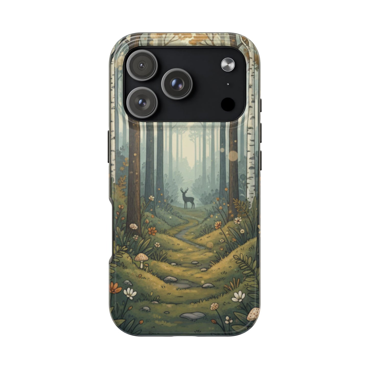 Forest Path Deer Tough Phone Case — Woodland Nature iPhone Cover