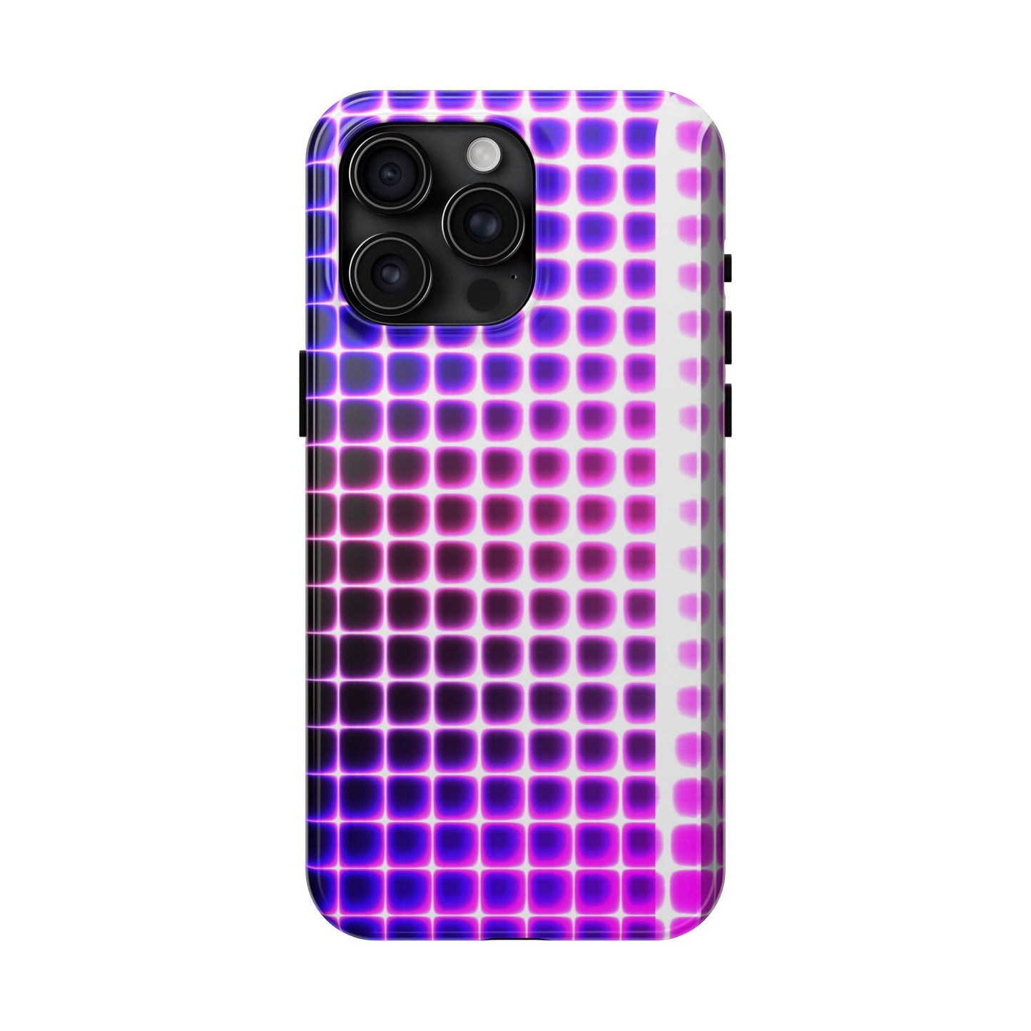 Purple Neon Grid Tough Phone Case — Retro Disco Pixel Pattern