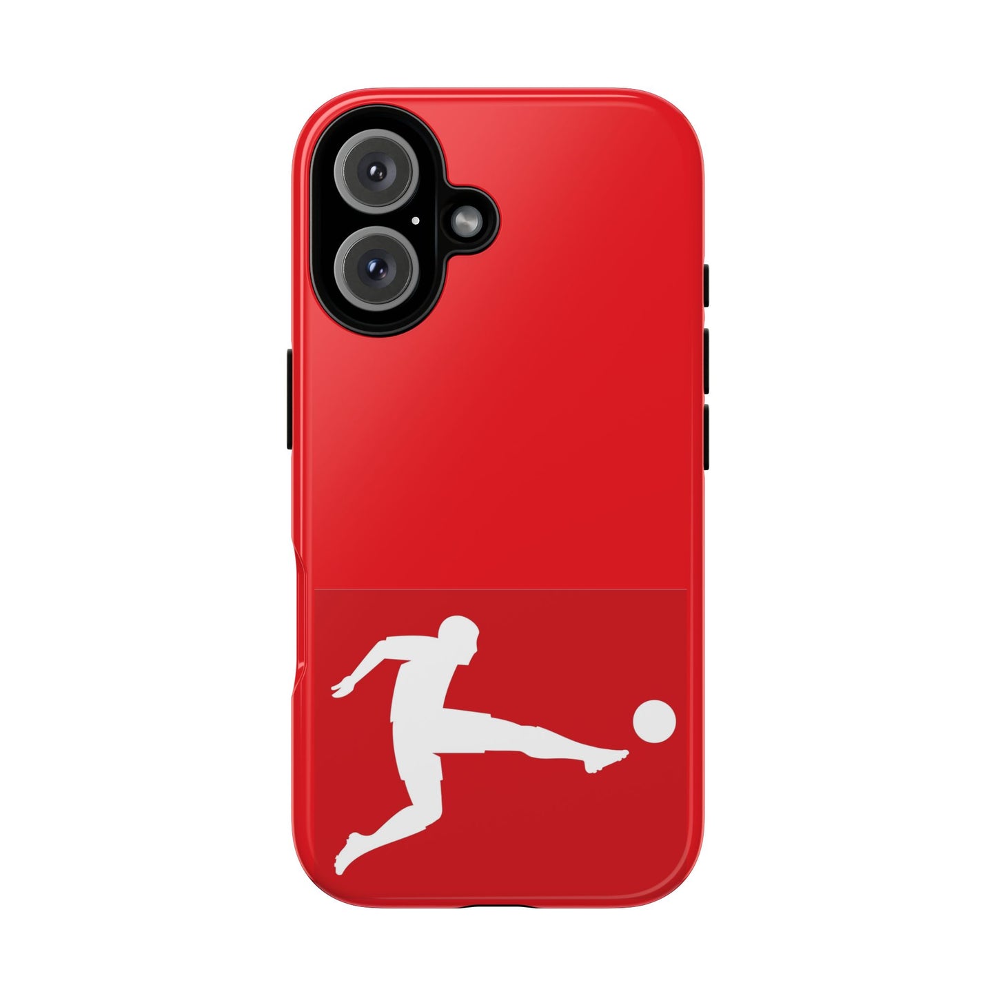 Soccer Player Tough Case — Protective Red Phone Case with Kicking Silhouette