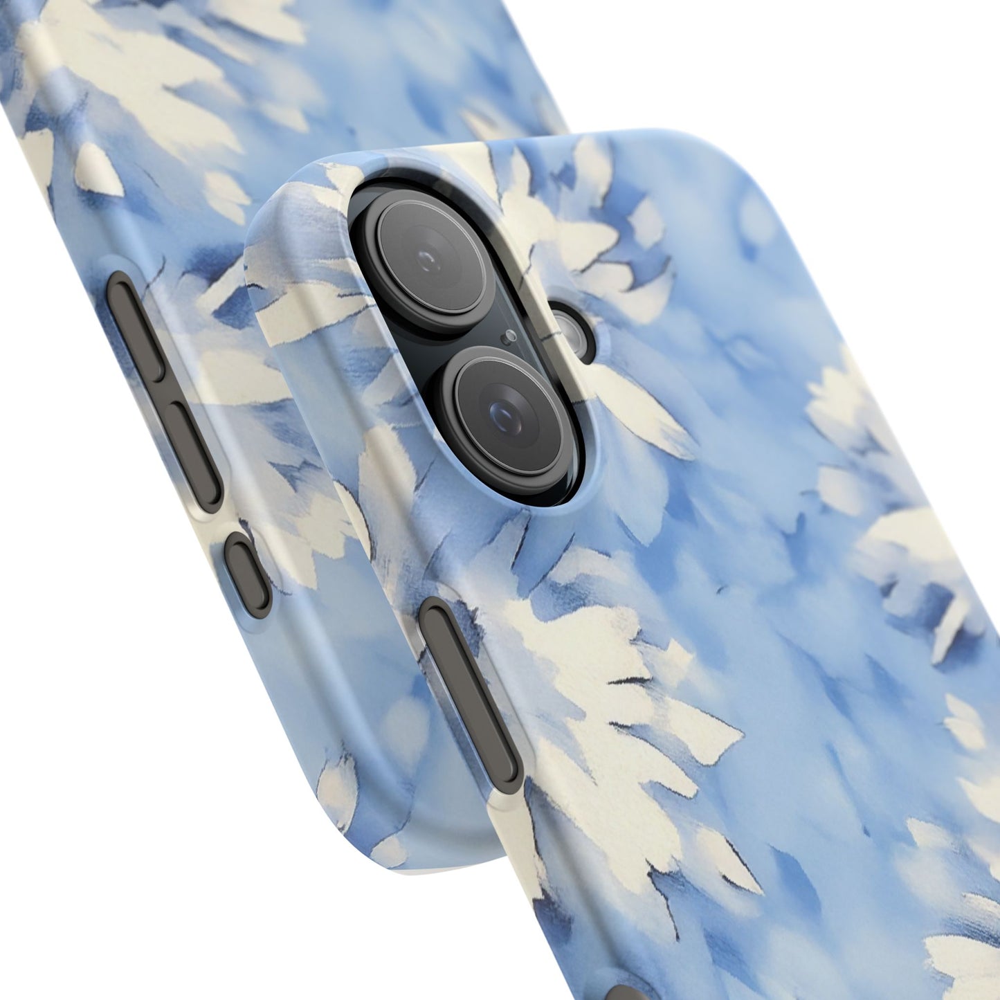 Blue Floral Snap Phone Case — Soft Watercolor Petal Design