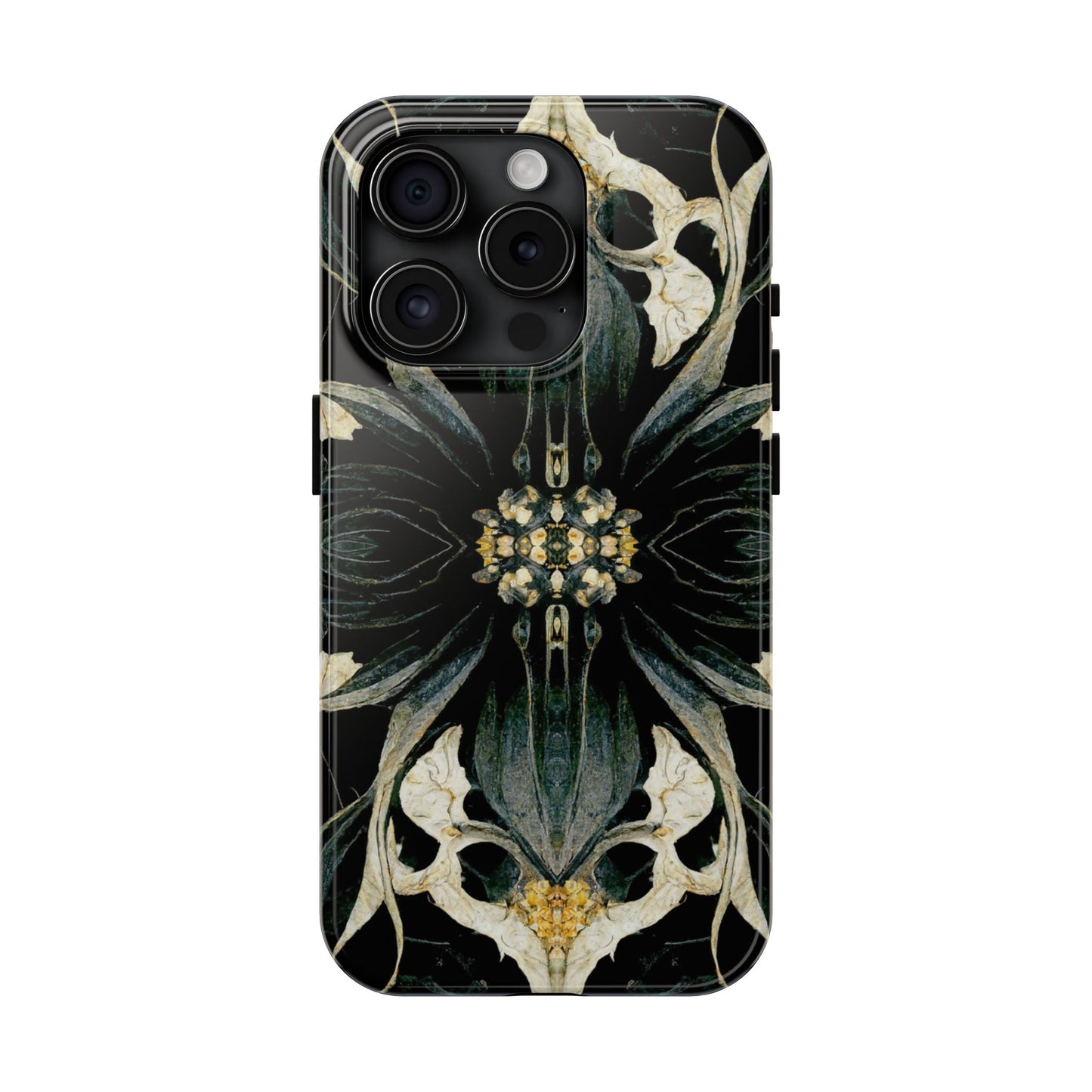 Floral Skull Mandala Tough Phone Case — Gothic Botanical iPhone Cover