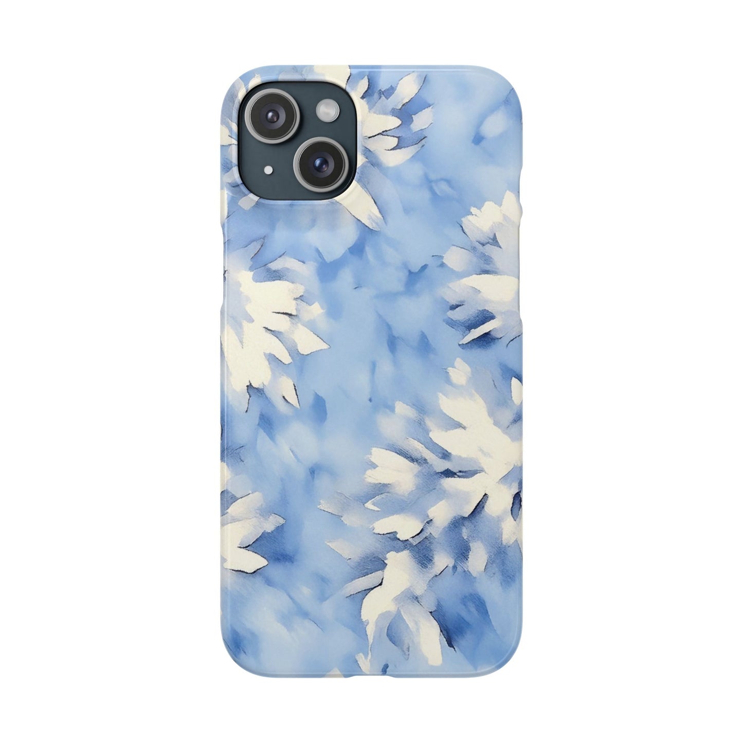 Blue Floral Snap Phone Case — Soft Watercolor Petal Design