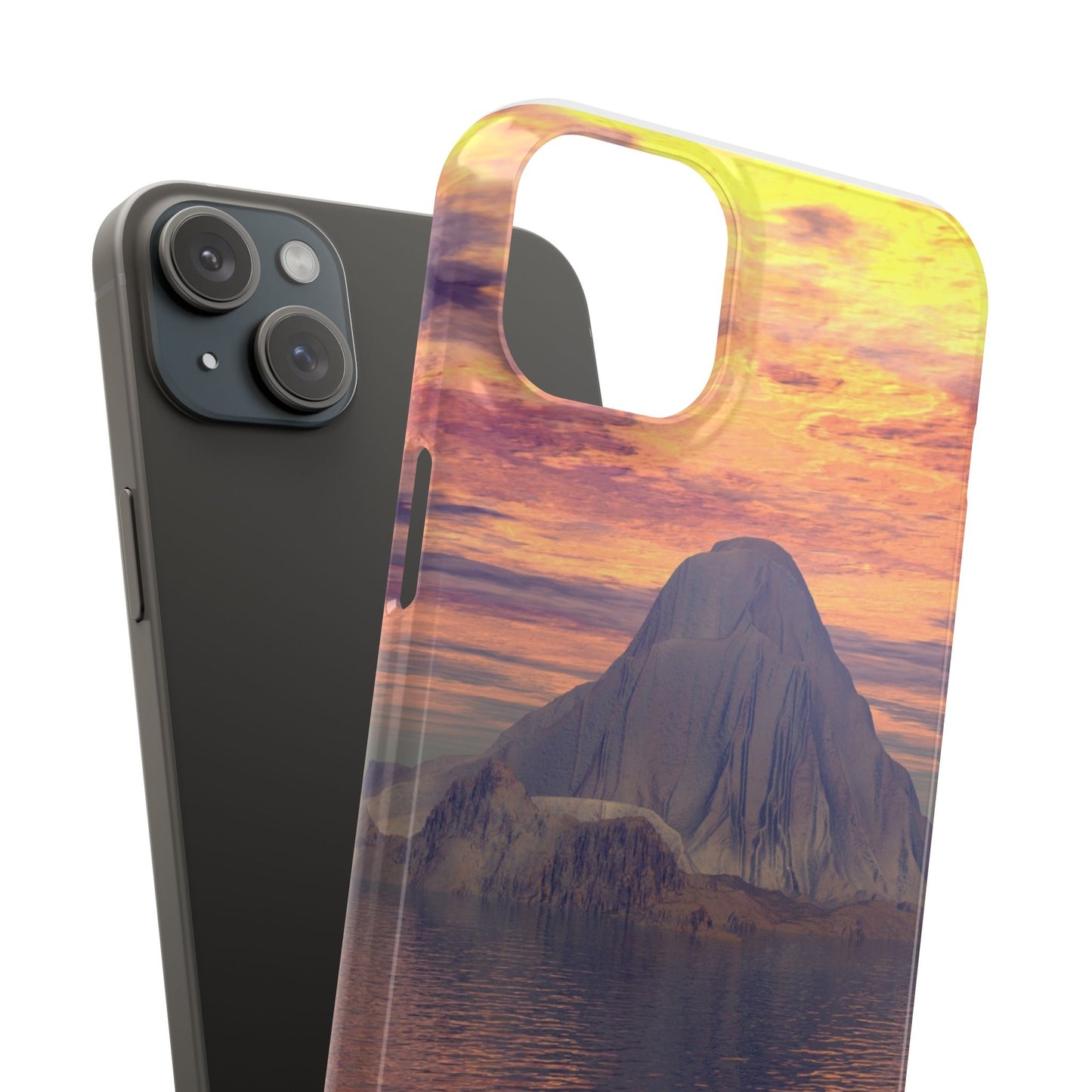 Sunset Island Slim Phone Case — Serene Ocean Landscape iPhone Cover