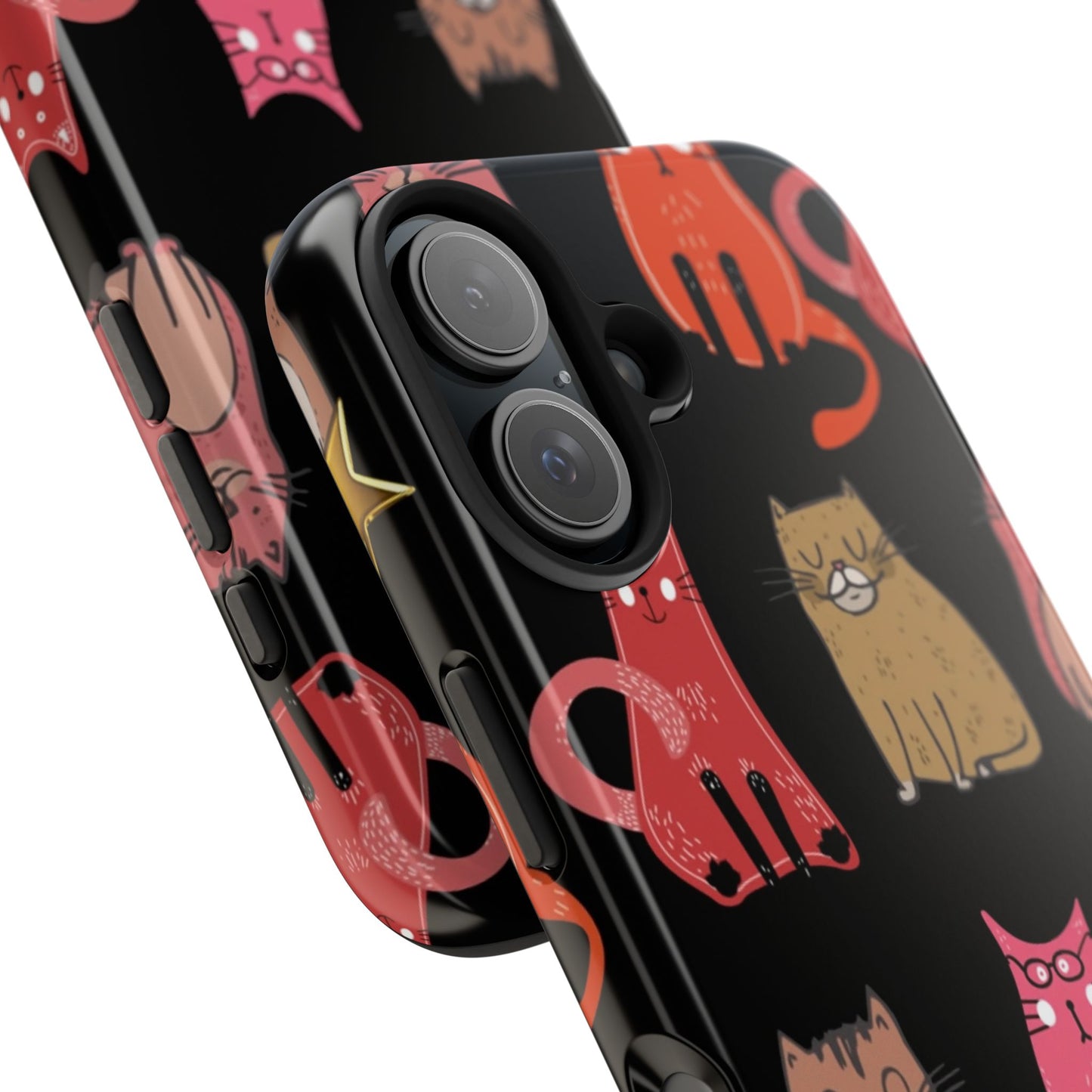 Starry Black Cats Tough Phone Case — Protective iPhone Case with Celestial Cat Pattern